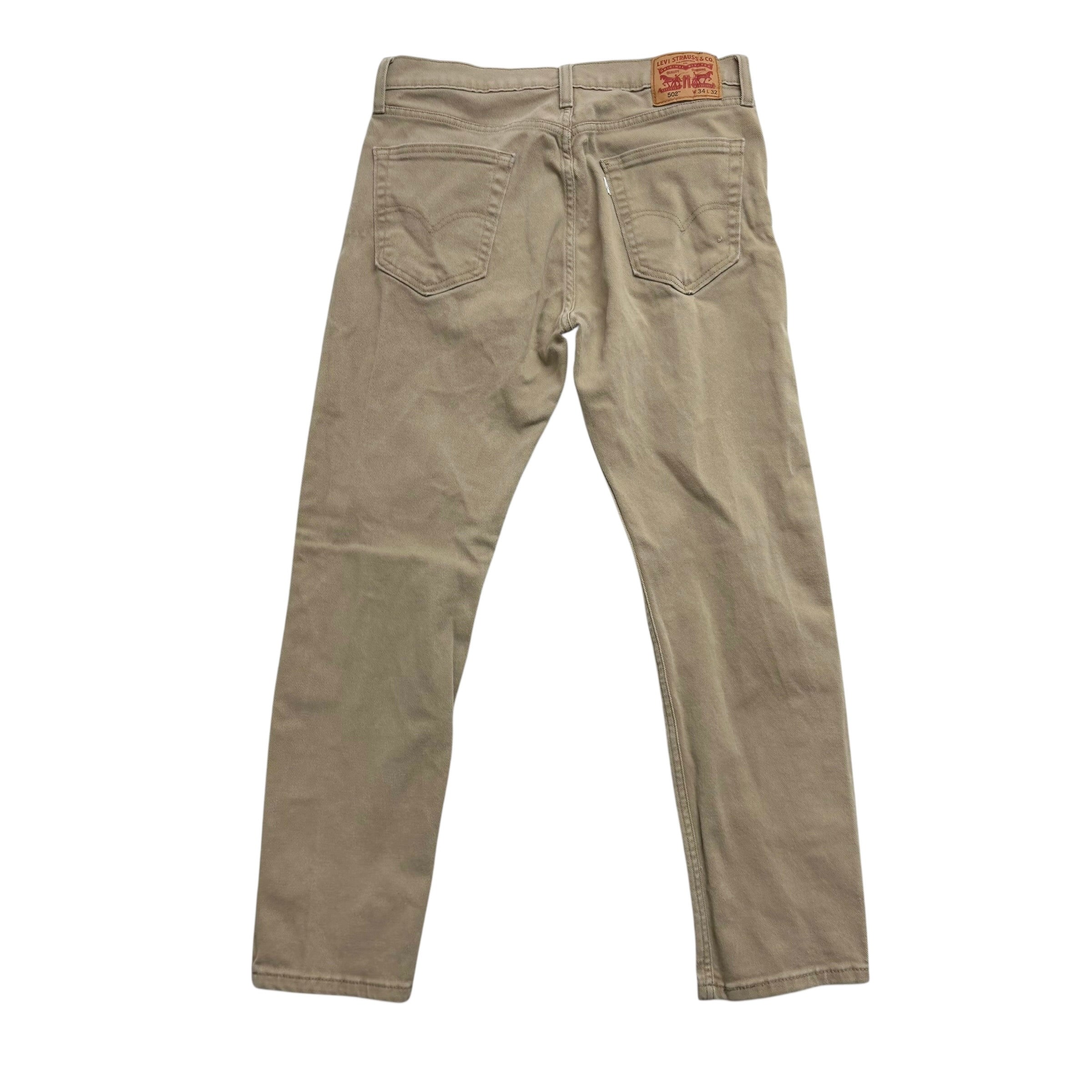 Levis 502 Trousers W34 L31 Mens Beige Regular Tapered Fit Stretch Pants