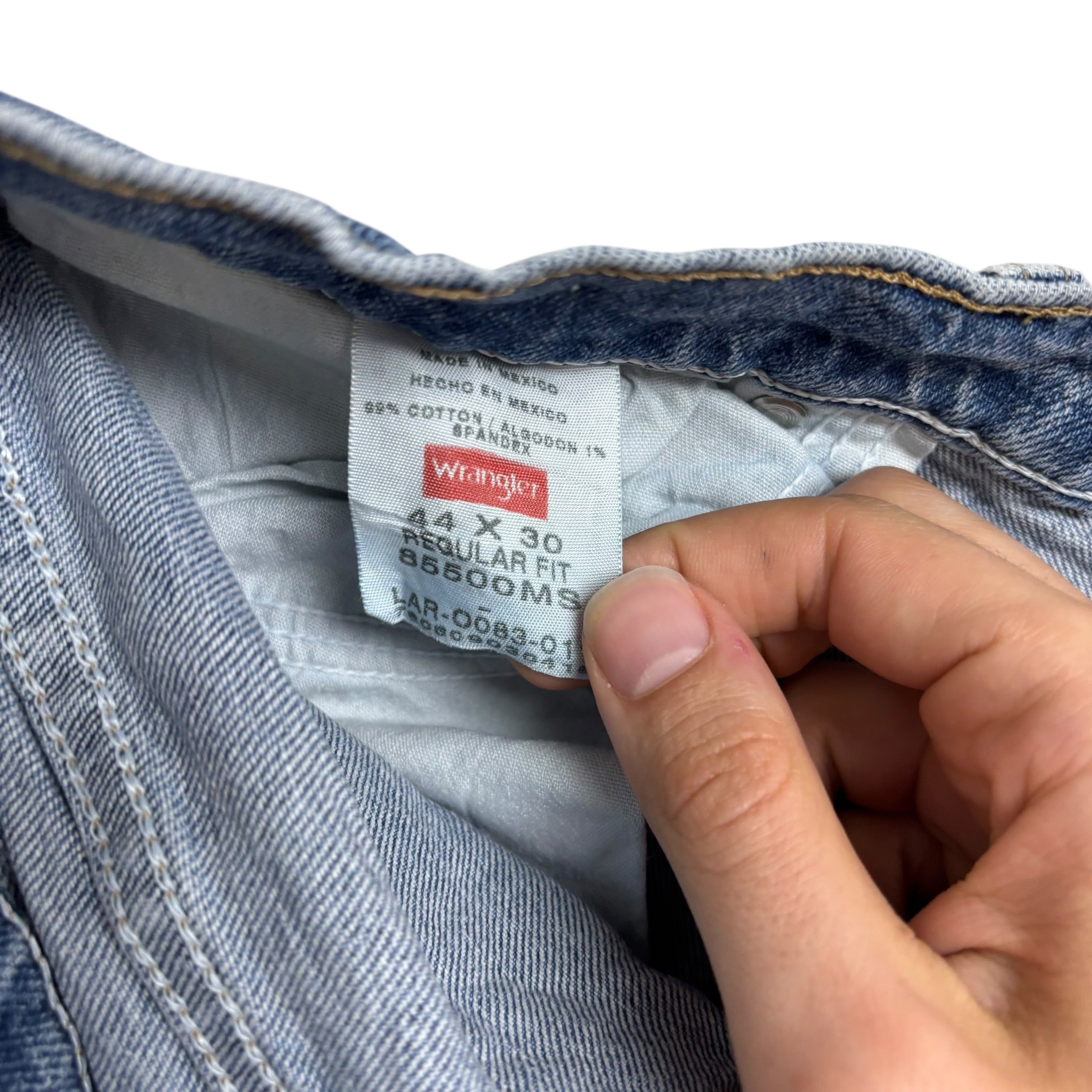 Wrangler Jeans W44 L30 Mens Mid Blue Regular Straight Fit Stretch Denim (E)