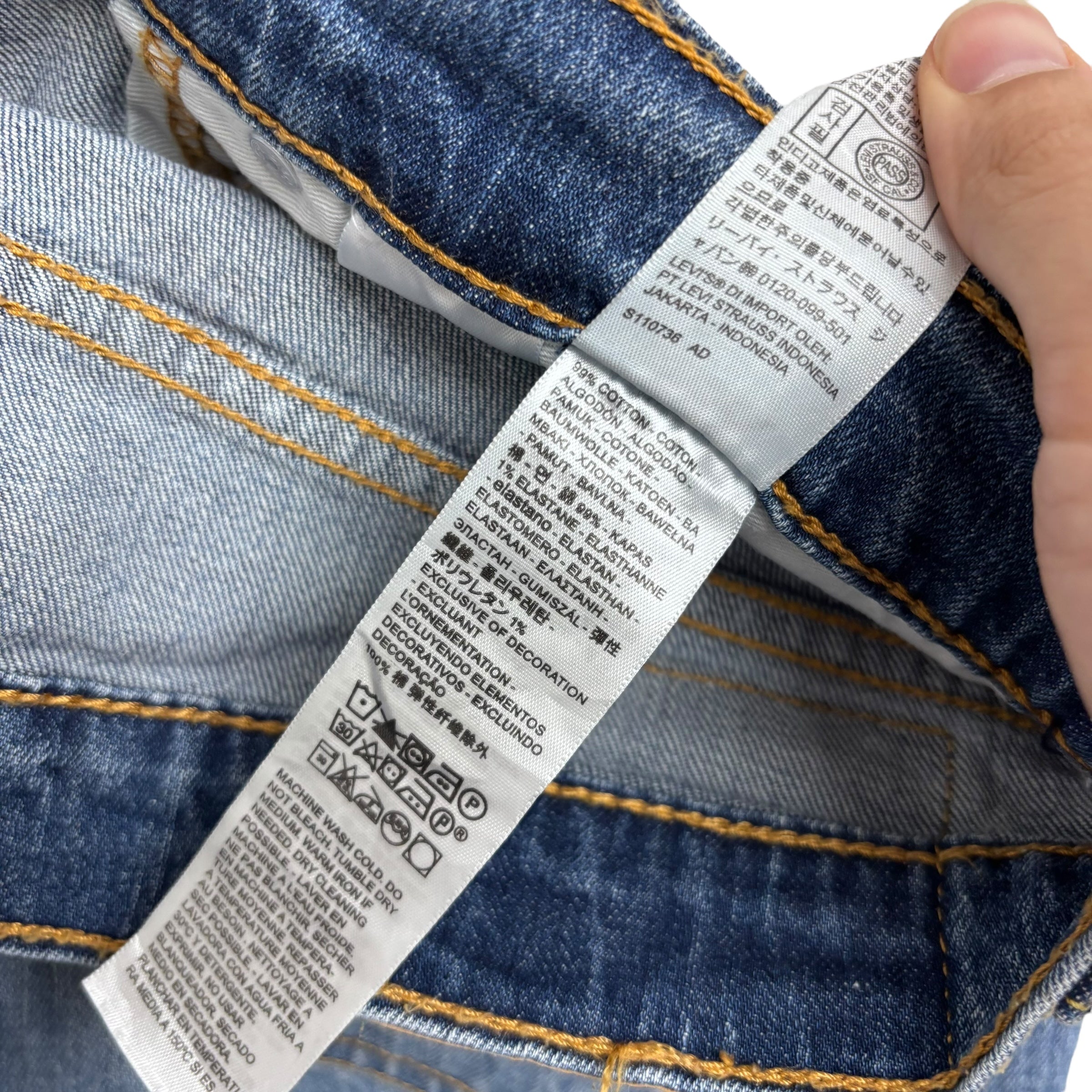 Levis 541 Jeans W34 L29 Mens Mid Blue Athletic Tapered Fit Stretch Denim (E)