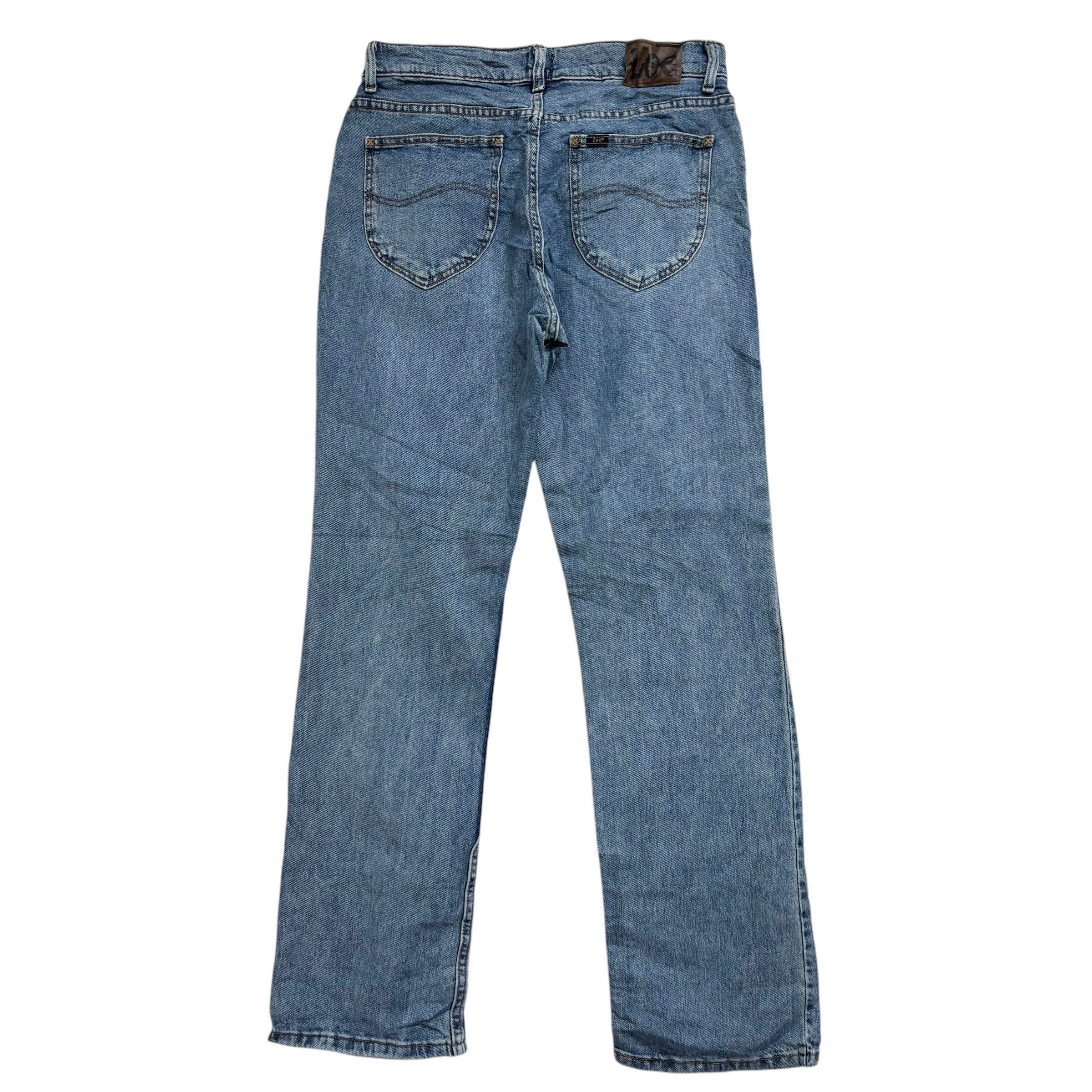 Lee Jeans W32 L32 Mens Mid Blue Regular Straight Fit Stretch Denim (E)