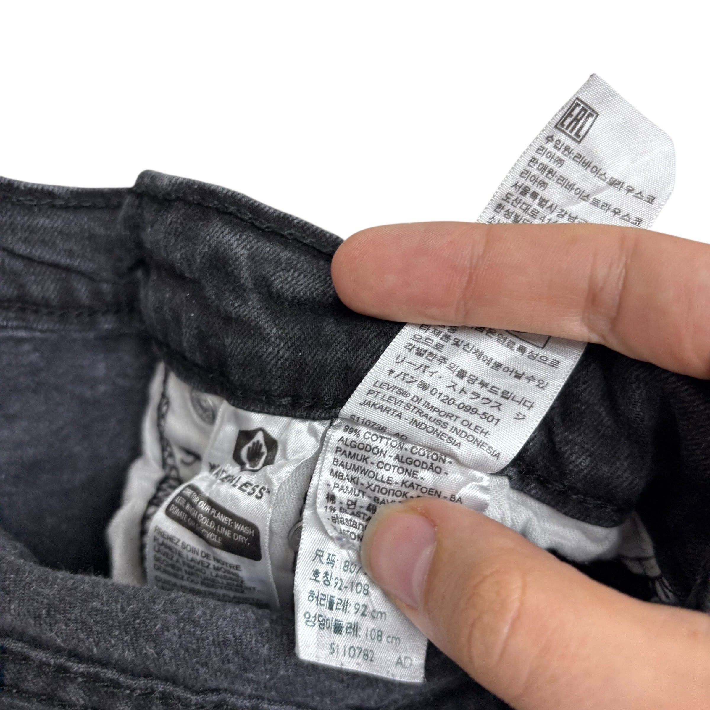 Levis 514 Jeans W35 L33 Mens Black Regular Straight Fit Stretch Denim (E)