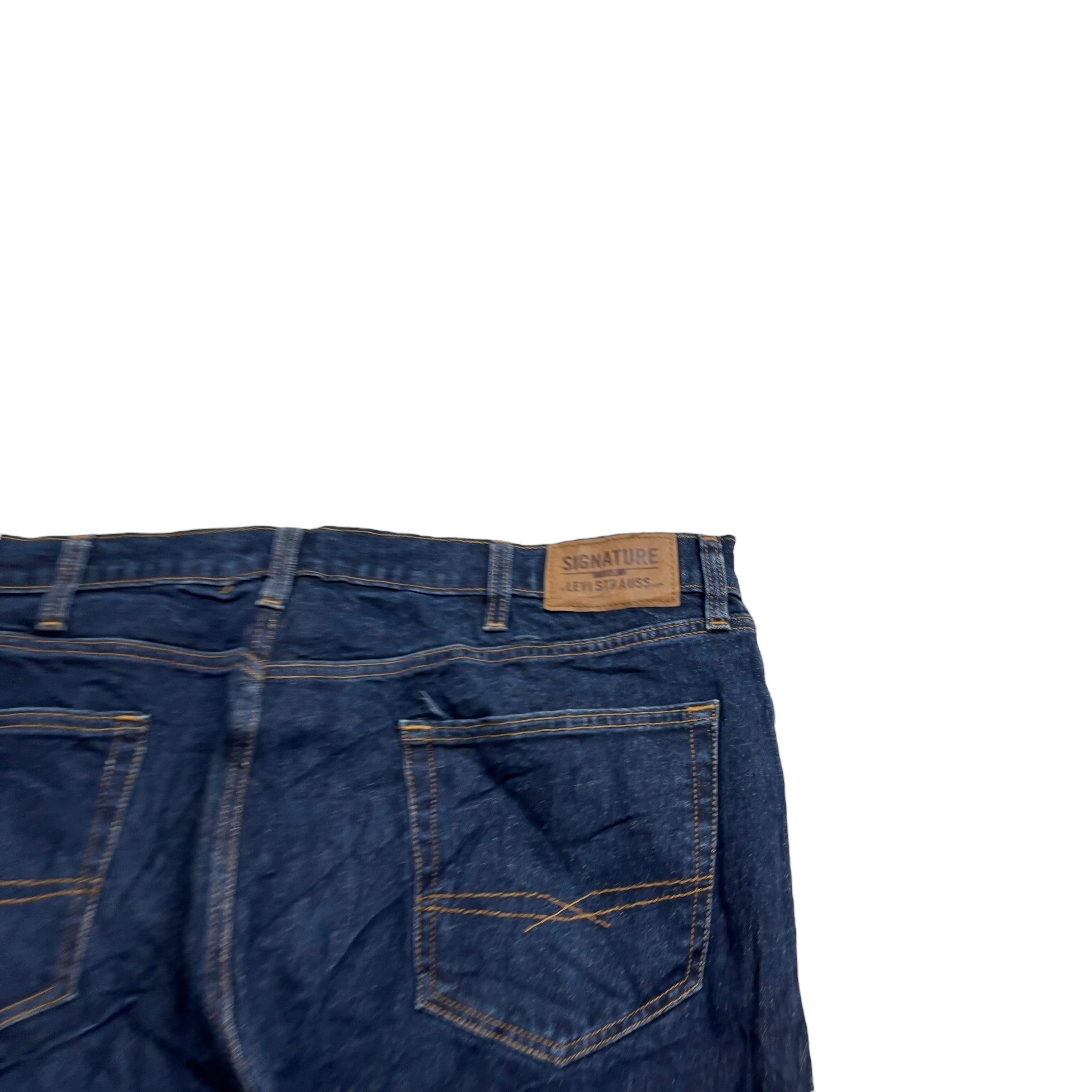 Levis Signature Jeans W40 L30 Mens Dark Blue Regular Straight Stretch Denim (E)