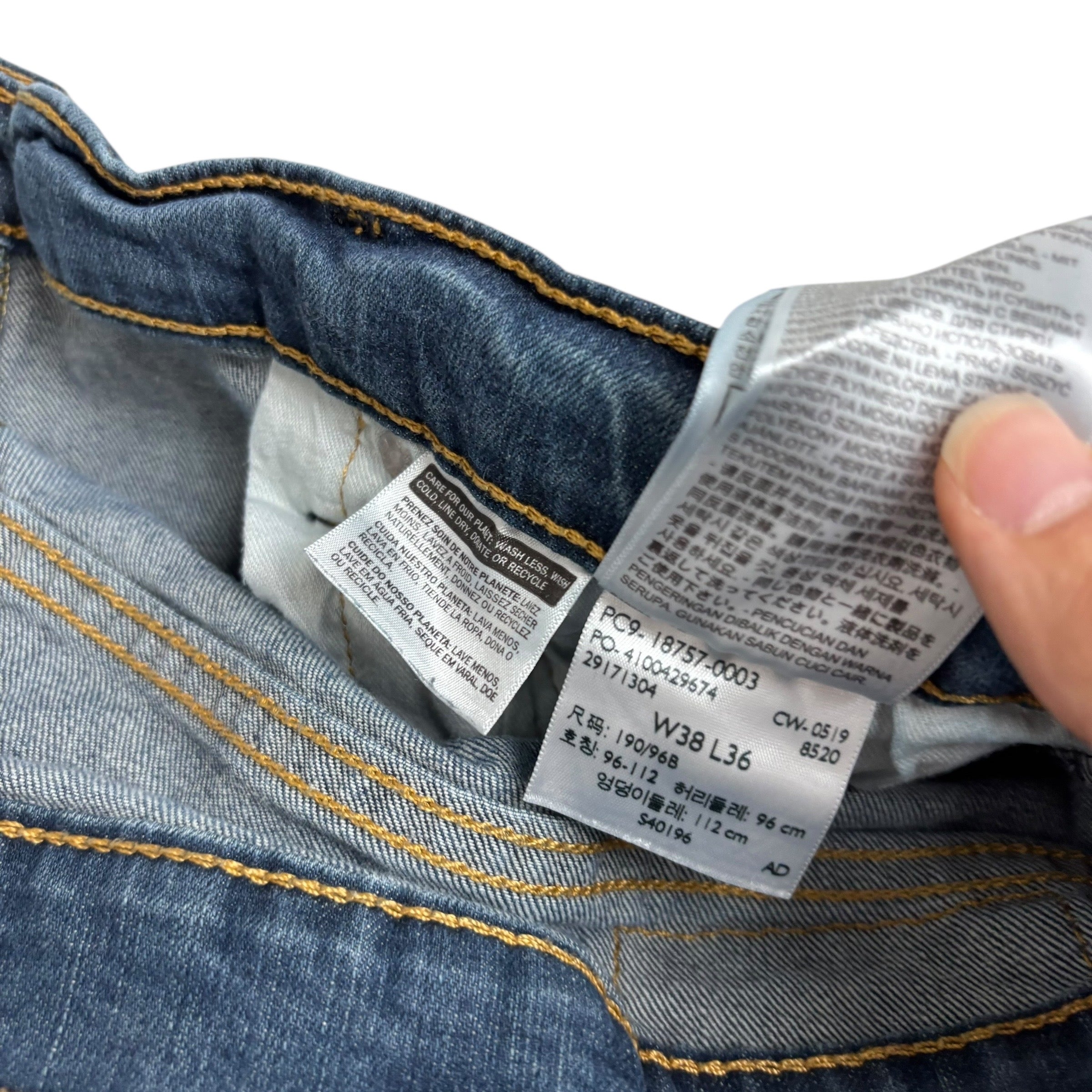 Levis 541 Jeans W38 L35 Mens Dark Blue Athletic Tapered Fit Stretch Denim