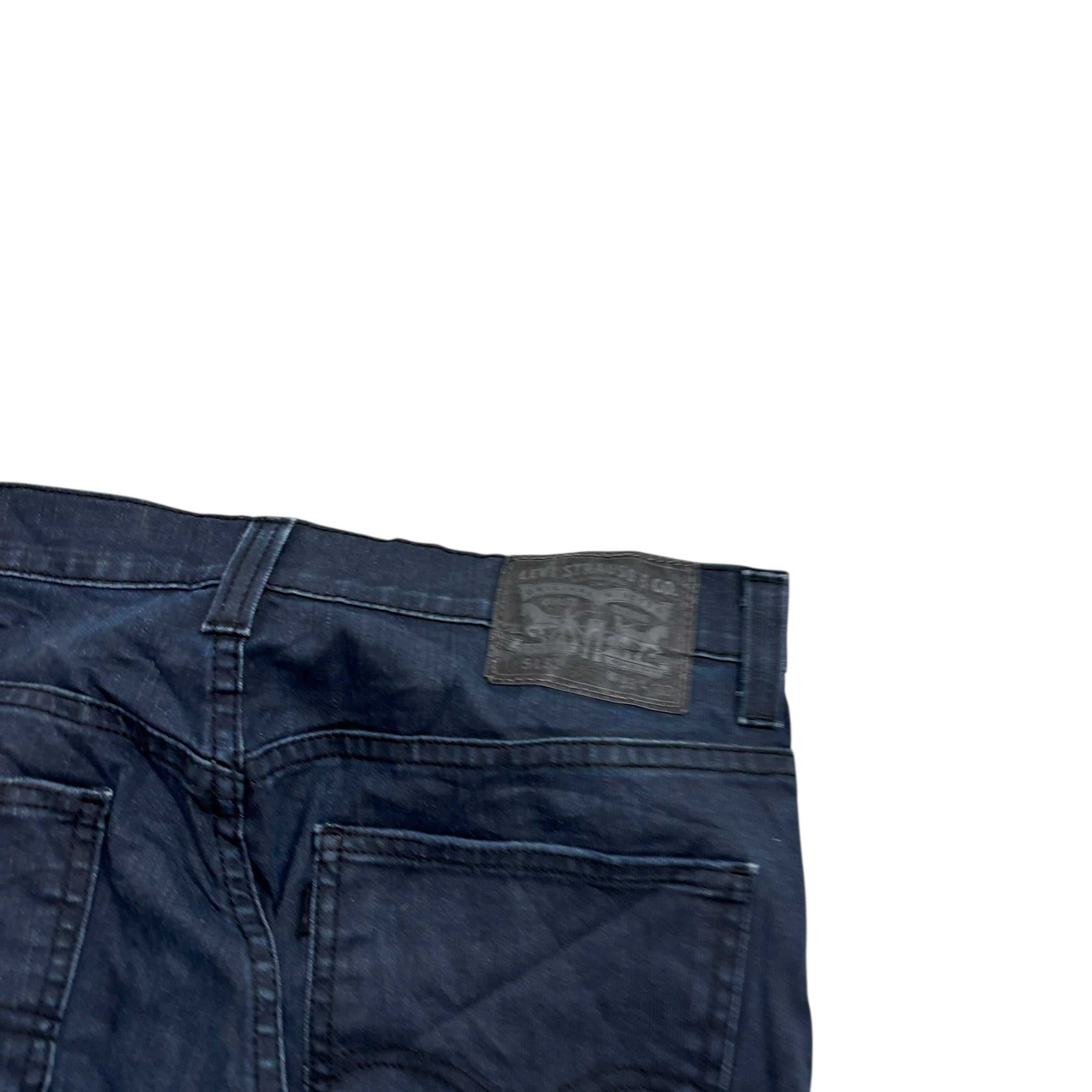 Levis 513 Jeans W33 L32 Mens Waxed Navy Blue Slim Straight Fit Stretch Denim