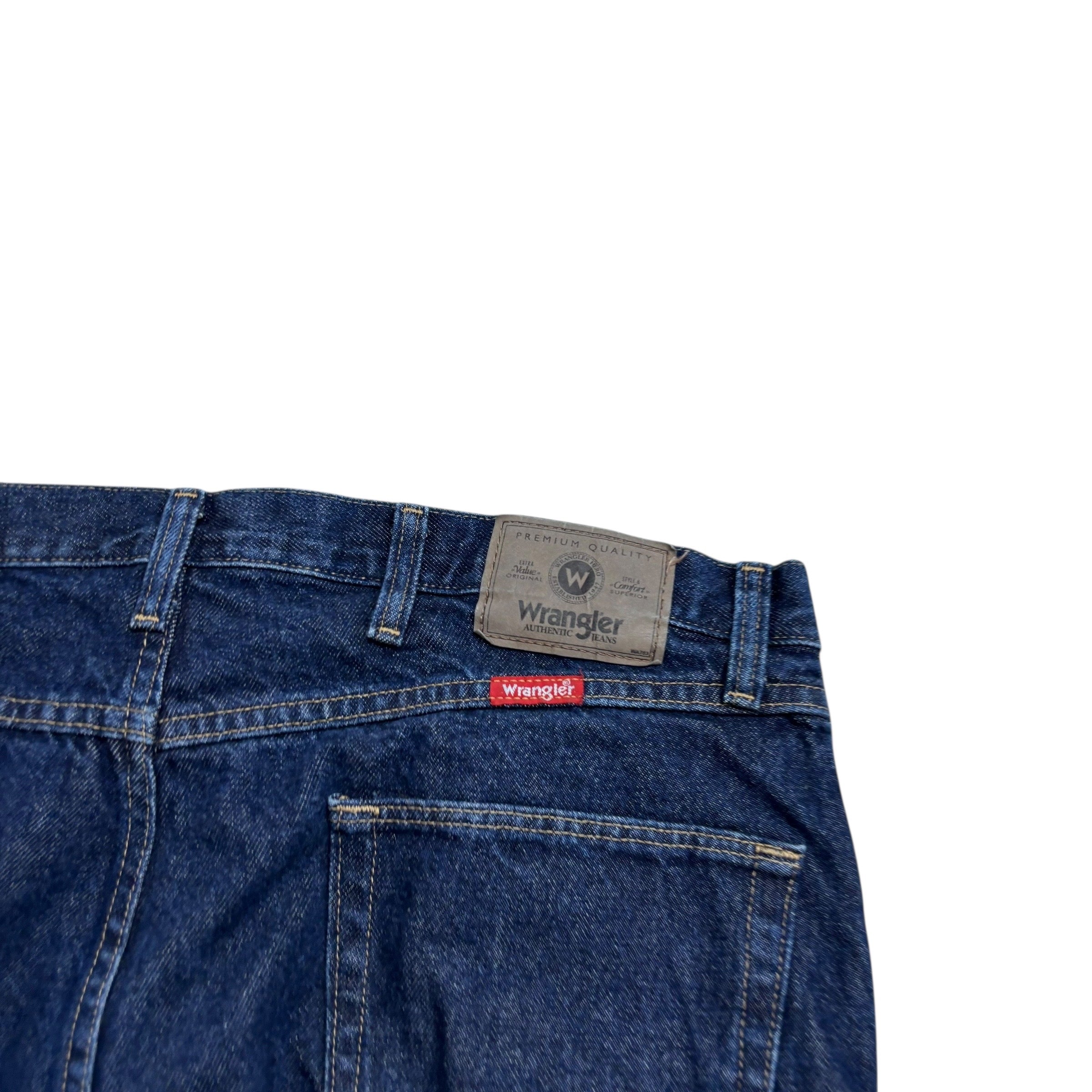 Wrangler Jeans W38 L30 Mens Dark Blue Regular Straight Fit Denim (E)