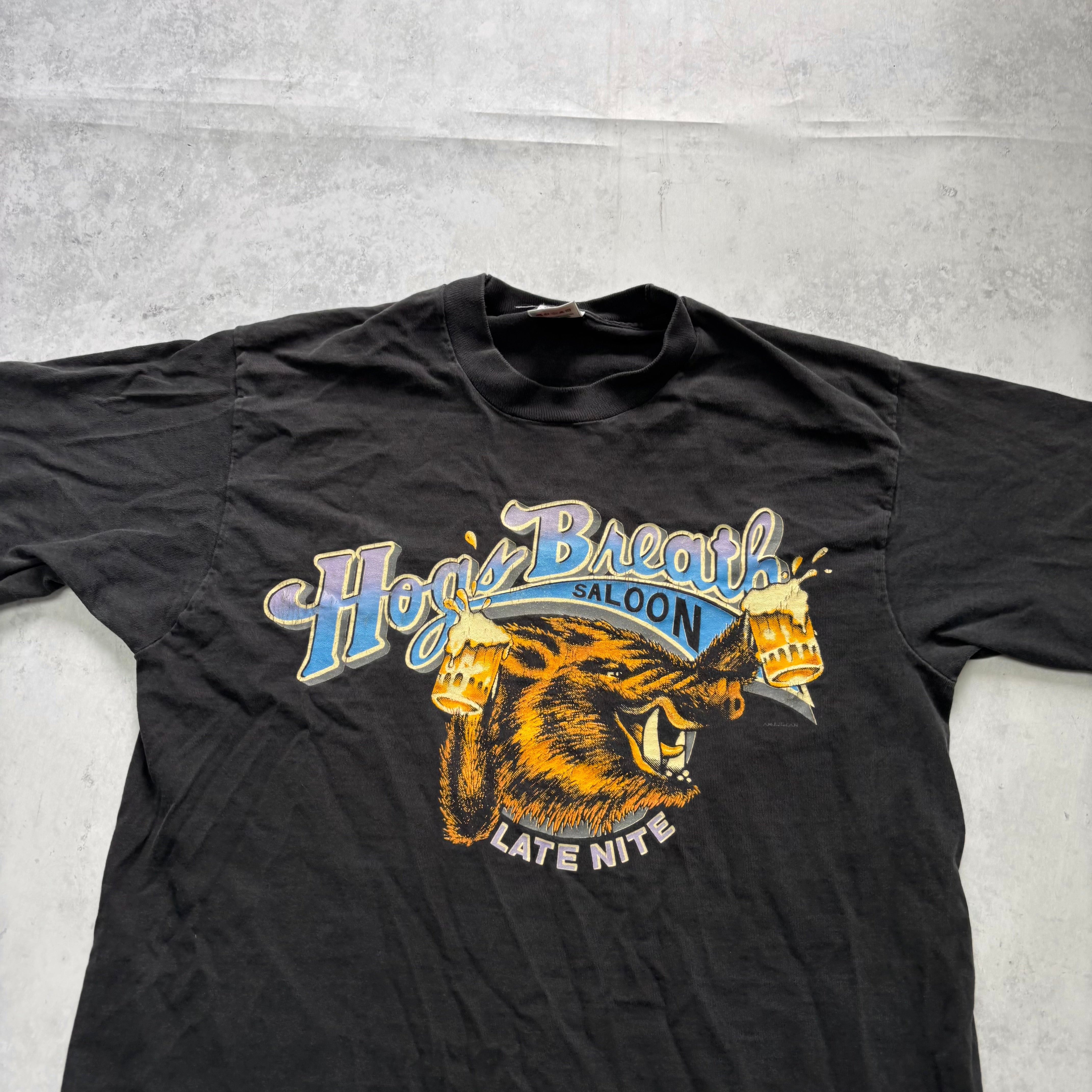 Vintage T Shirt Mens Medium Black Single Stitch Graphic Print 90s Beer USA (E)