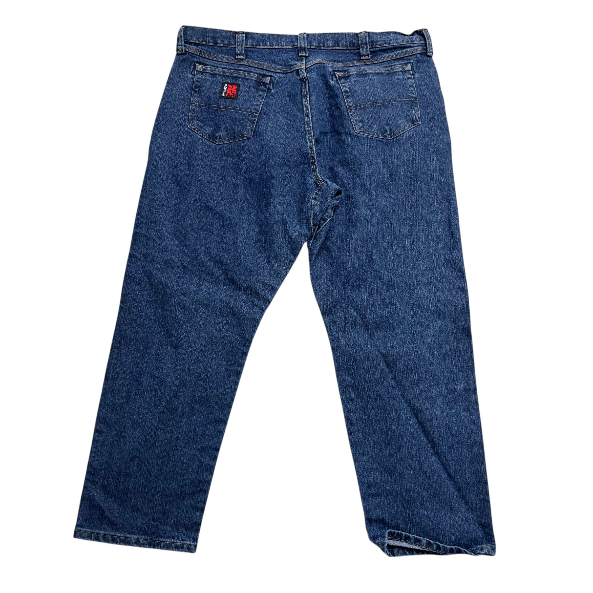 Wrangler Jeans W44 L30 Mens Mid Blue Relaxed Straight Fit Stretch Denim (E)
