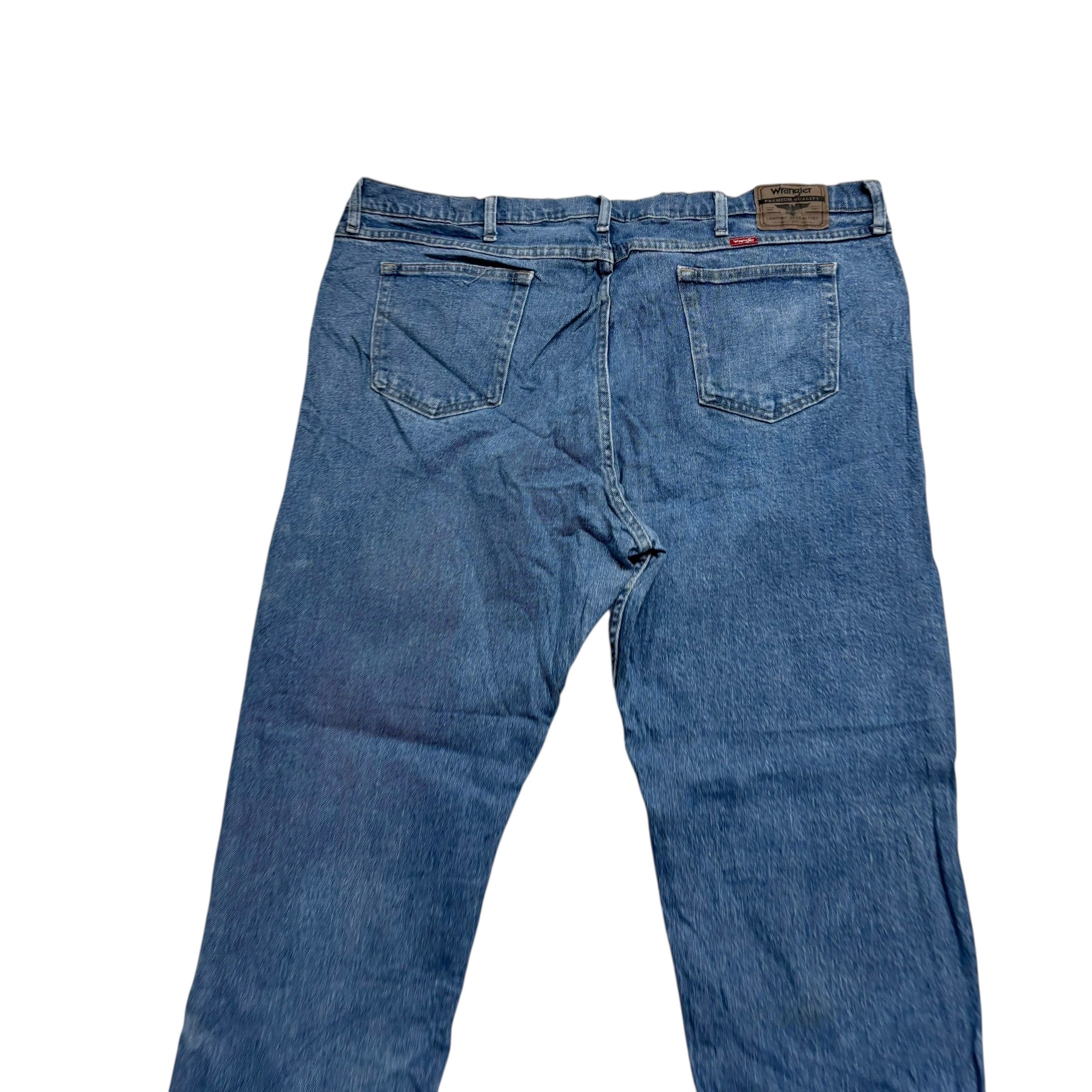 Wrangler Jeans W44 L30 Mens Mid Blue Relaxed Straight Fit Stretch Denim