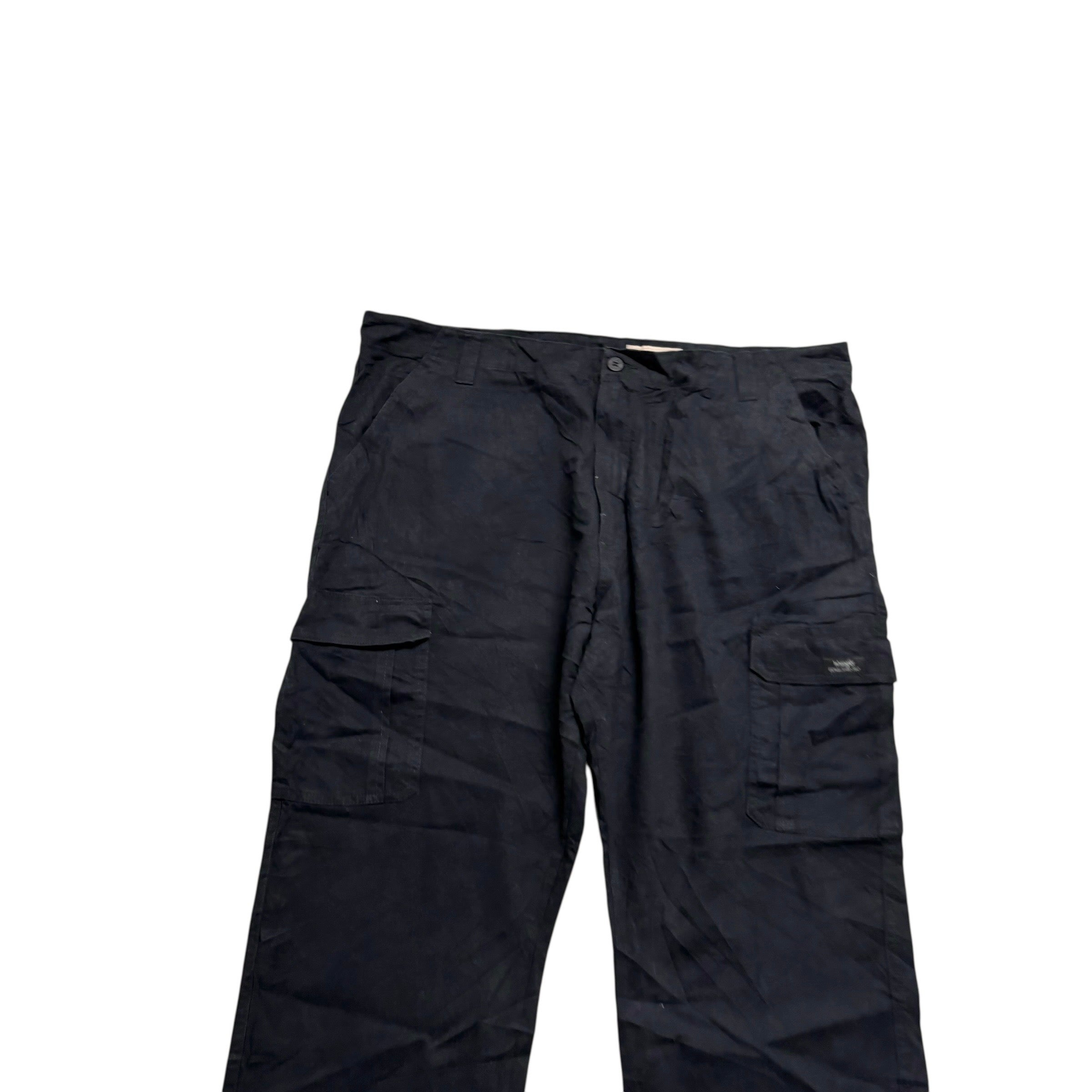 Wrangler Cargo Trousers W42 L30 Mens Black Relaxed Straight Fit Stetch Pants (E)