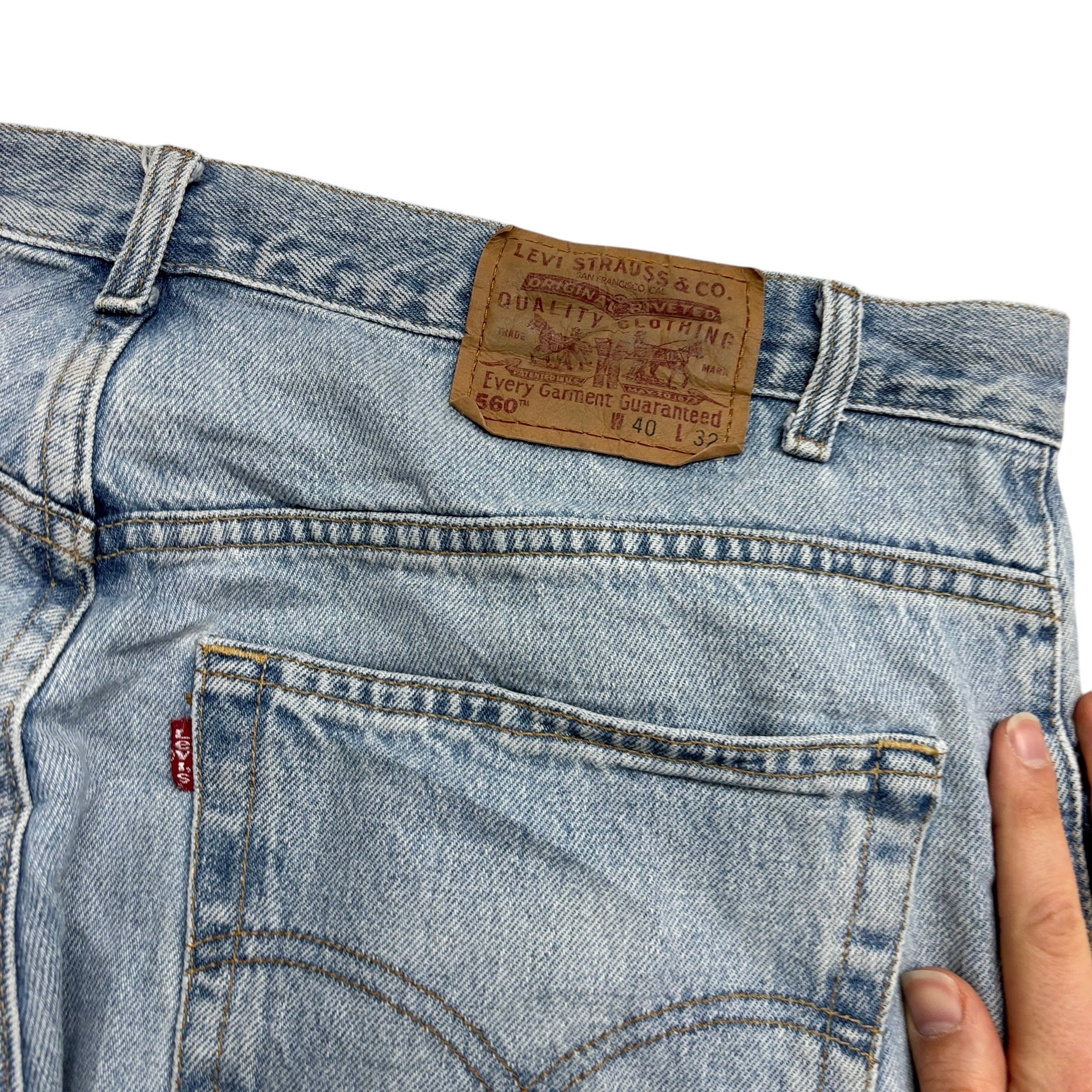 Levis 560 Jeans W40 L32 Mens Light Blue Relaxed Tapered Fit Vintage Denim (F)