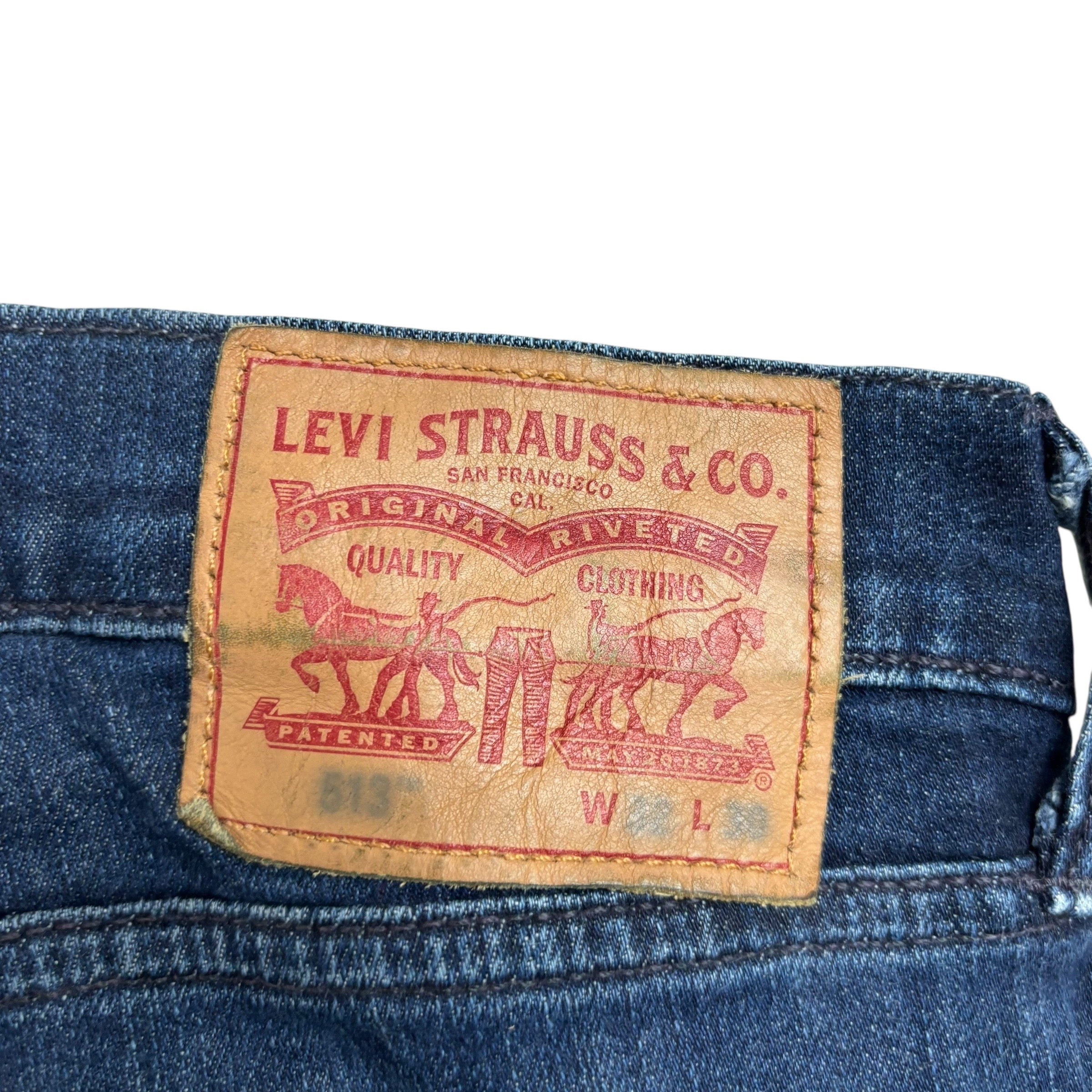 Levis 513 Jeans W32 L30 Mens Dark Blue Slim Straight Fit Stretch Denim