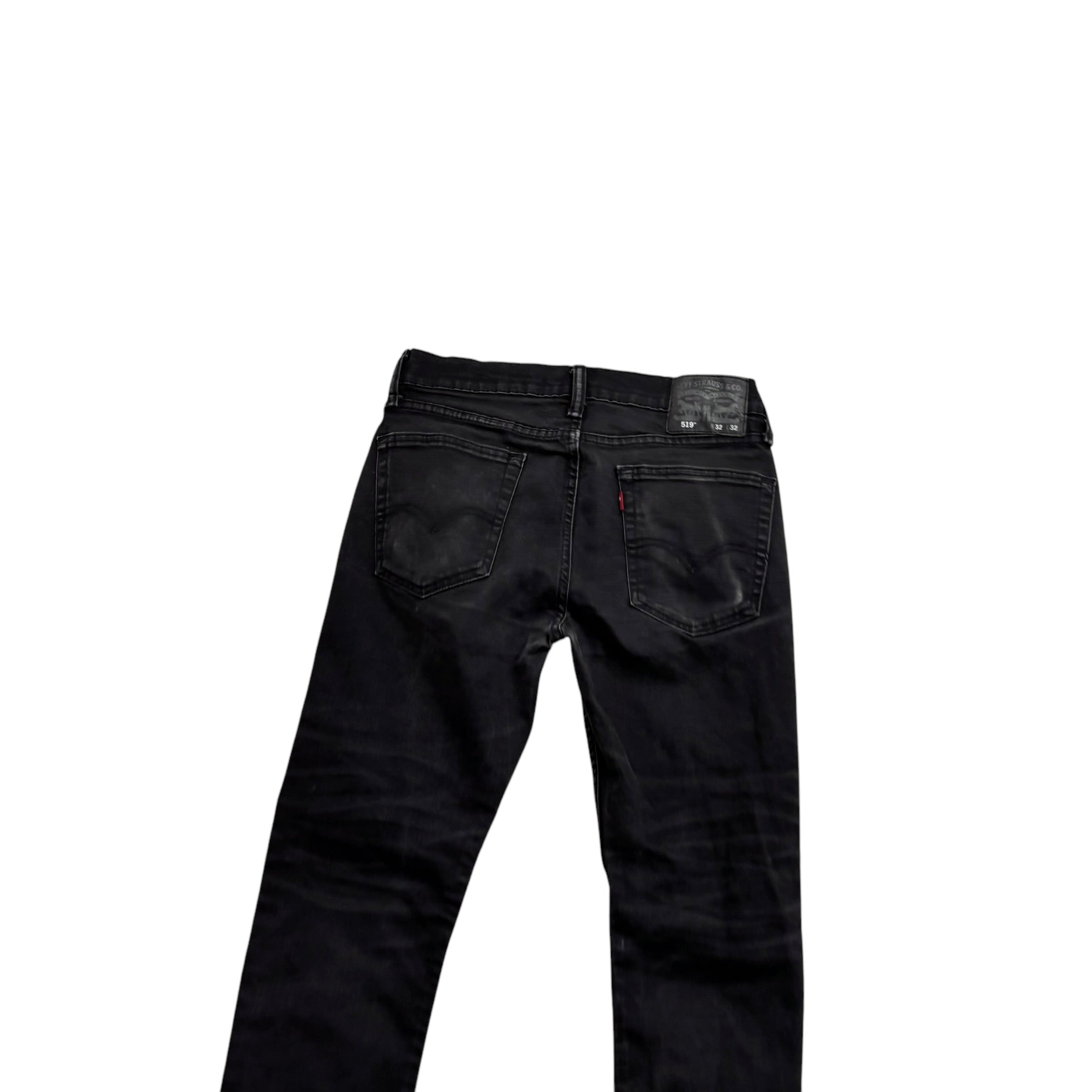Levis 519 Jeans W30 L32 Mens Black Super Skinny Stretch Denim