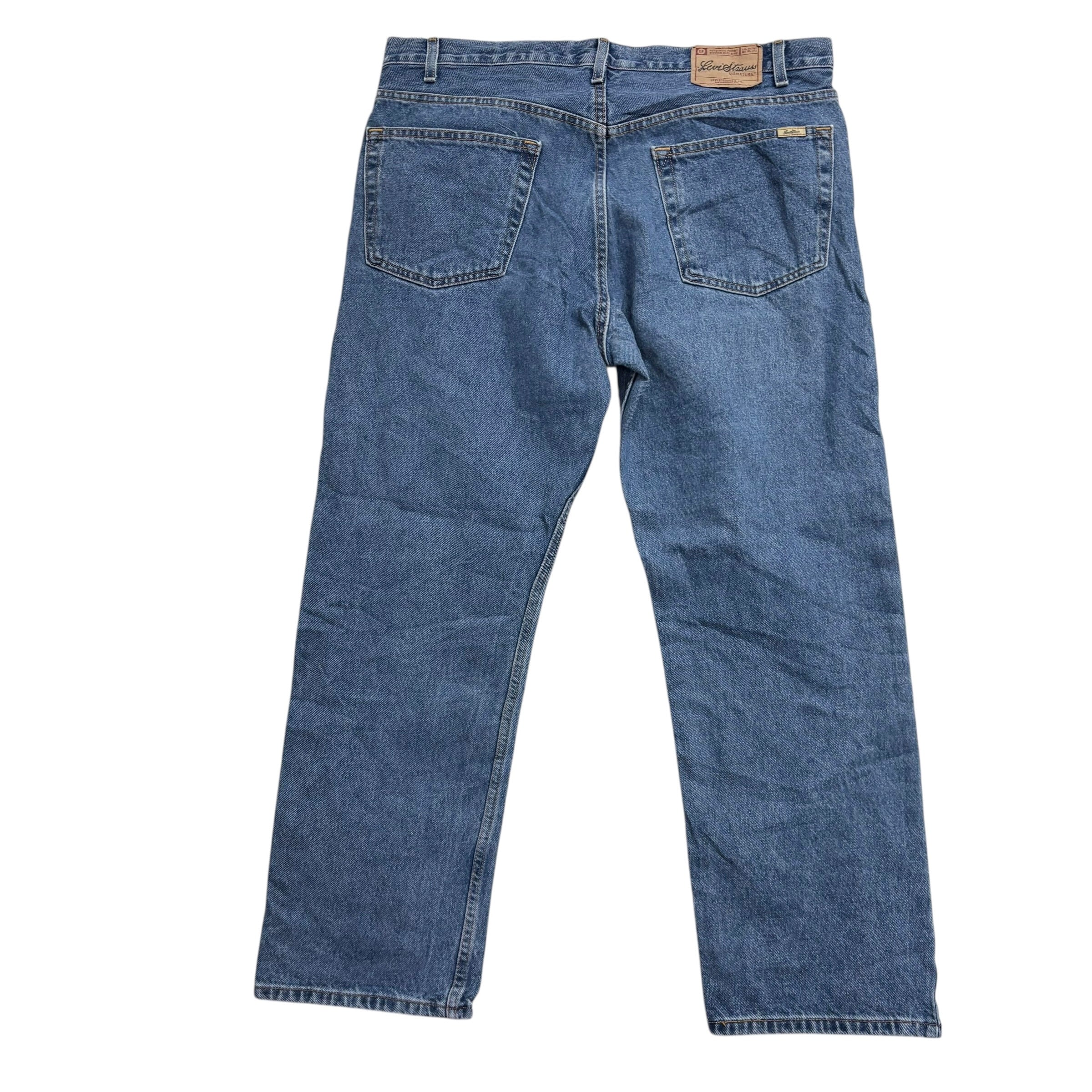 Levis Signature Jeans W40 L30 Mens Mid Blue Relaxed Straight Vintage Denim (E)