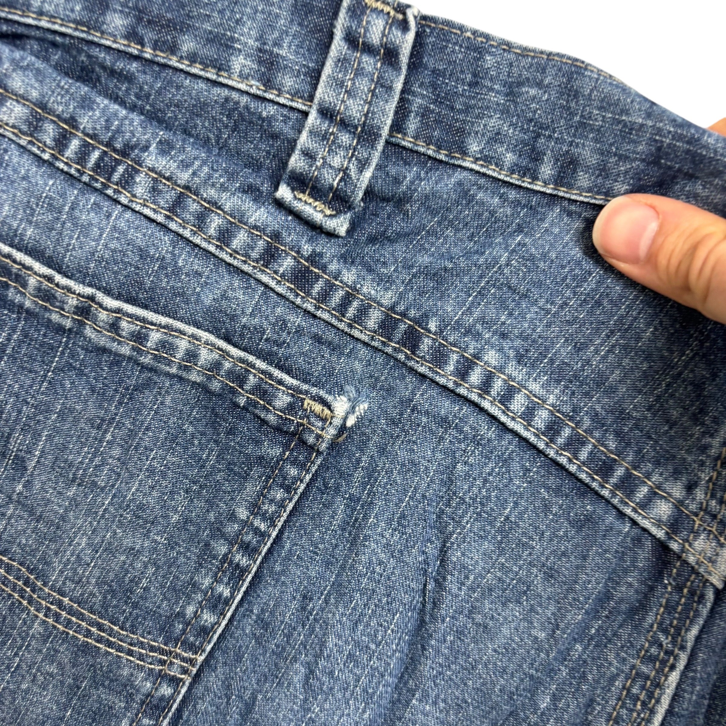 Wrangler Baggy Jorts W40 Mens Mid Blue Denim Shorts Relaxed Fit Carpenter