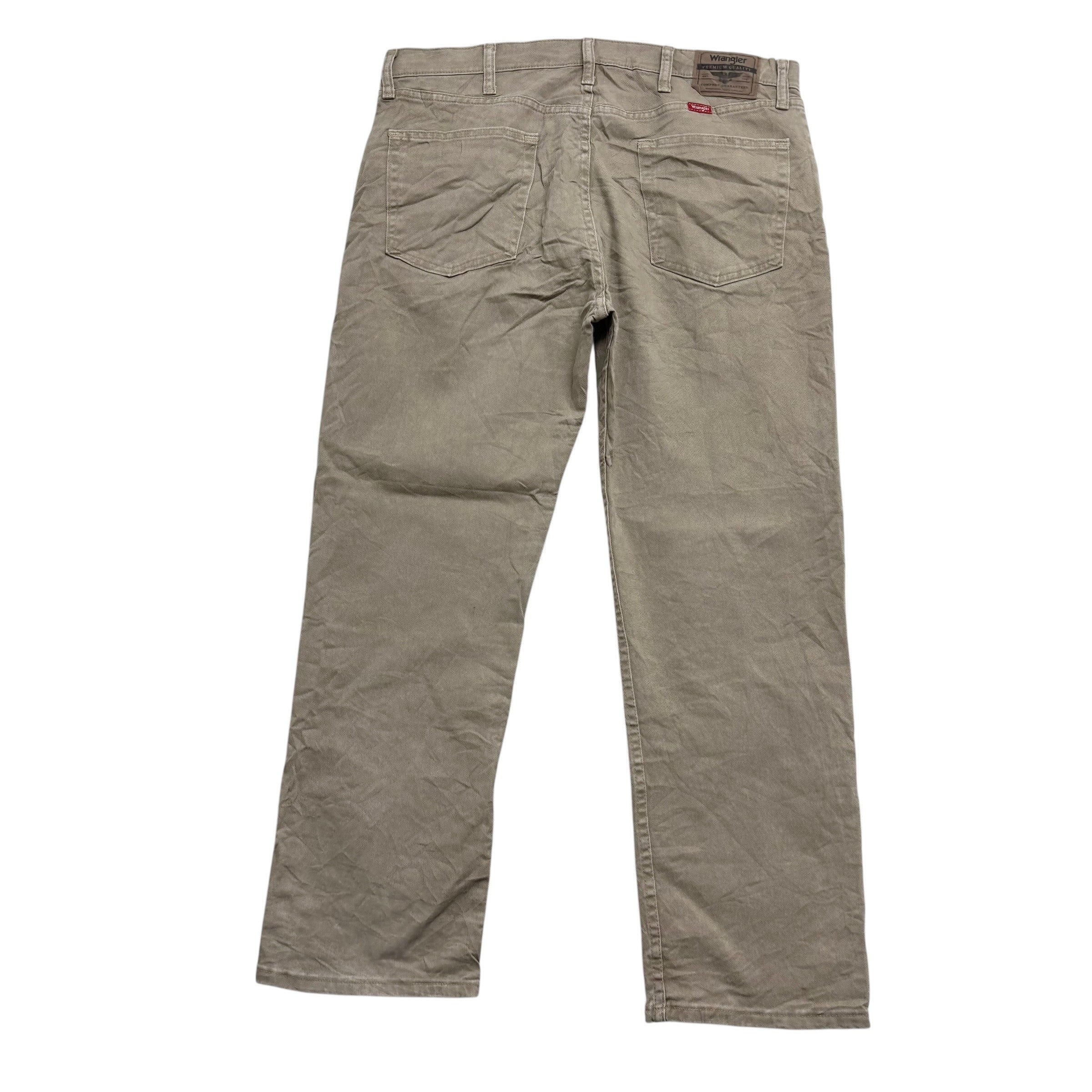 Wrangler Jeans W36 L29 Mens Beige Regular Straight Fit Stretch Denim (E)