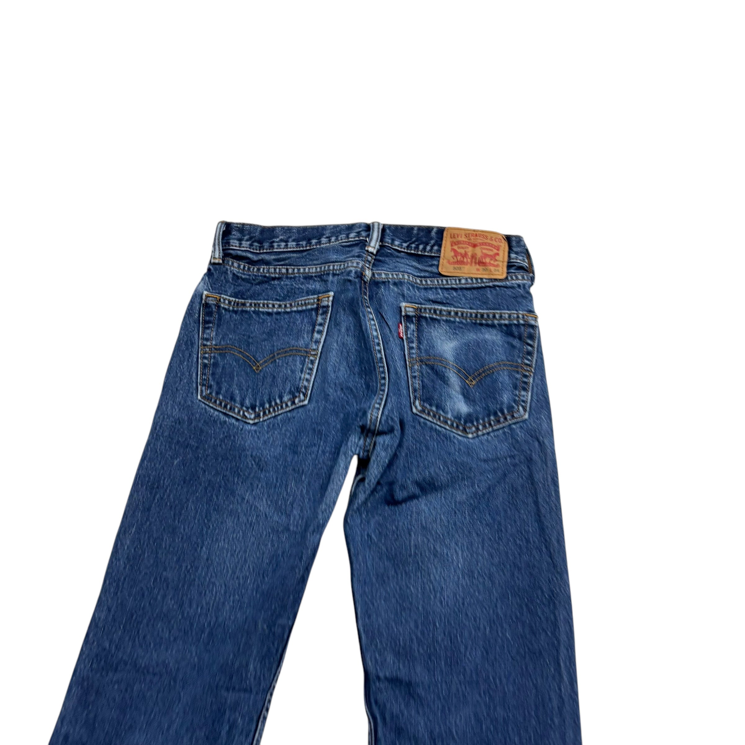 Levis 505 Jeans W30 L34 Mens Mid Blue Regular Straight Fit Denim