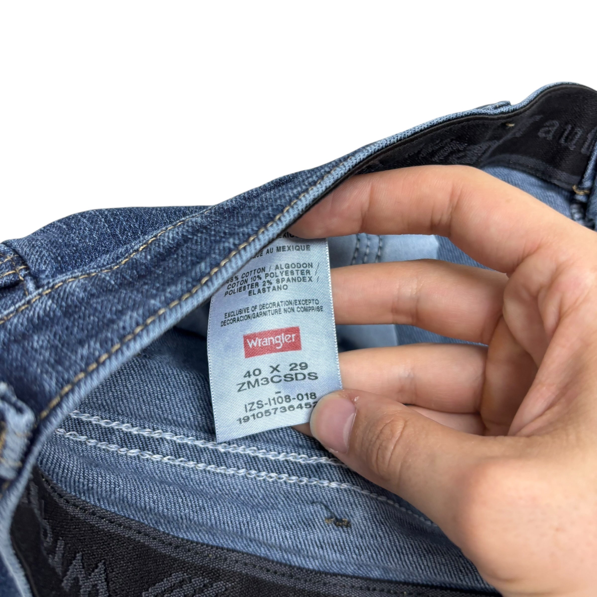 Wrangler Jeans W40 L28 Mens Dark Blue Regular Straight Fit Stretch Denim (E)