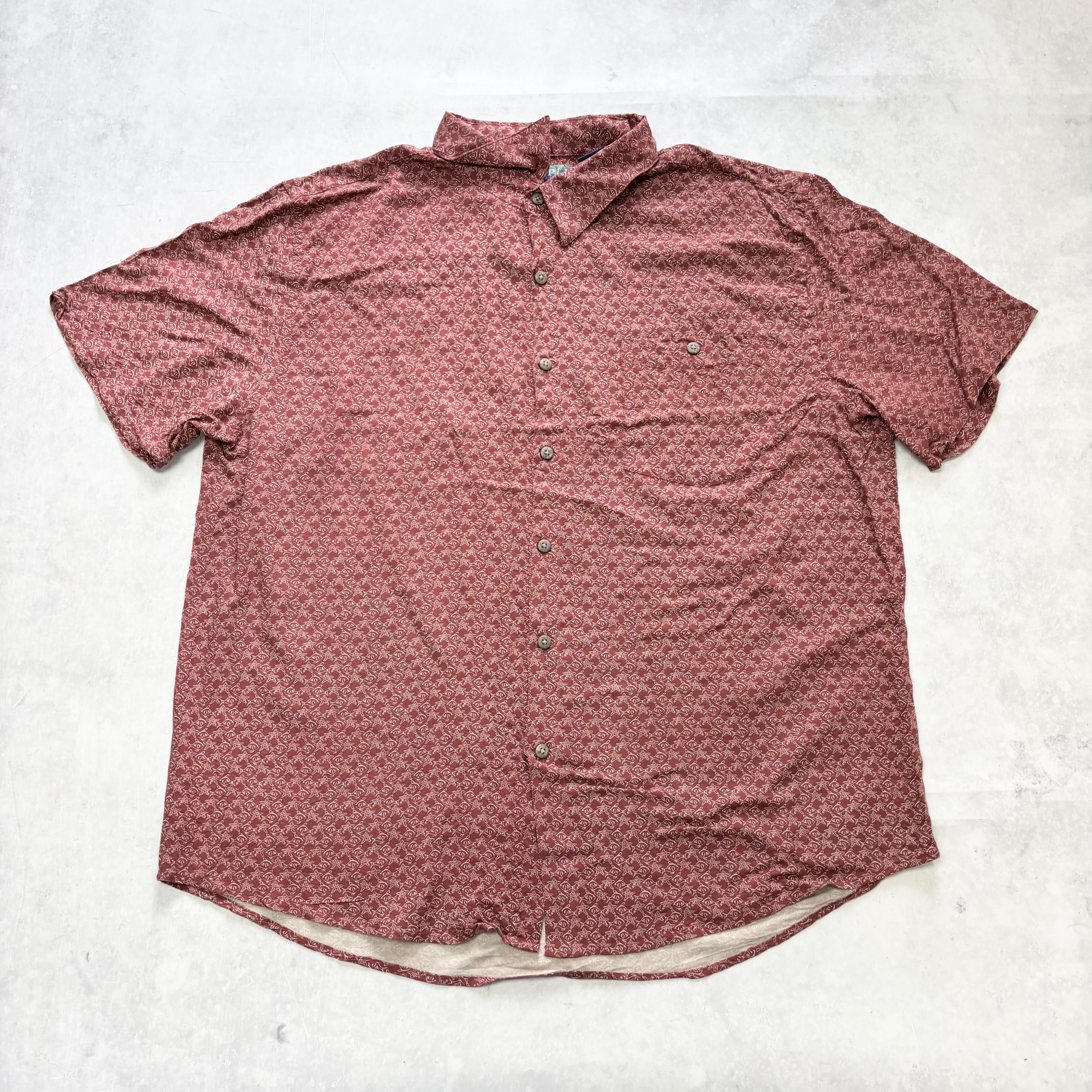 Hawaiian Shirt Mens XL Red Fish Short Sleeve Rayon (E)