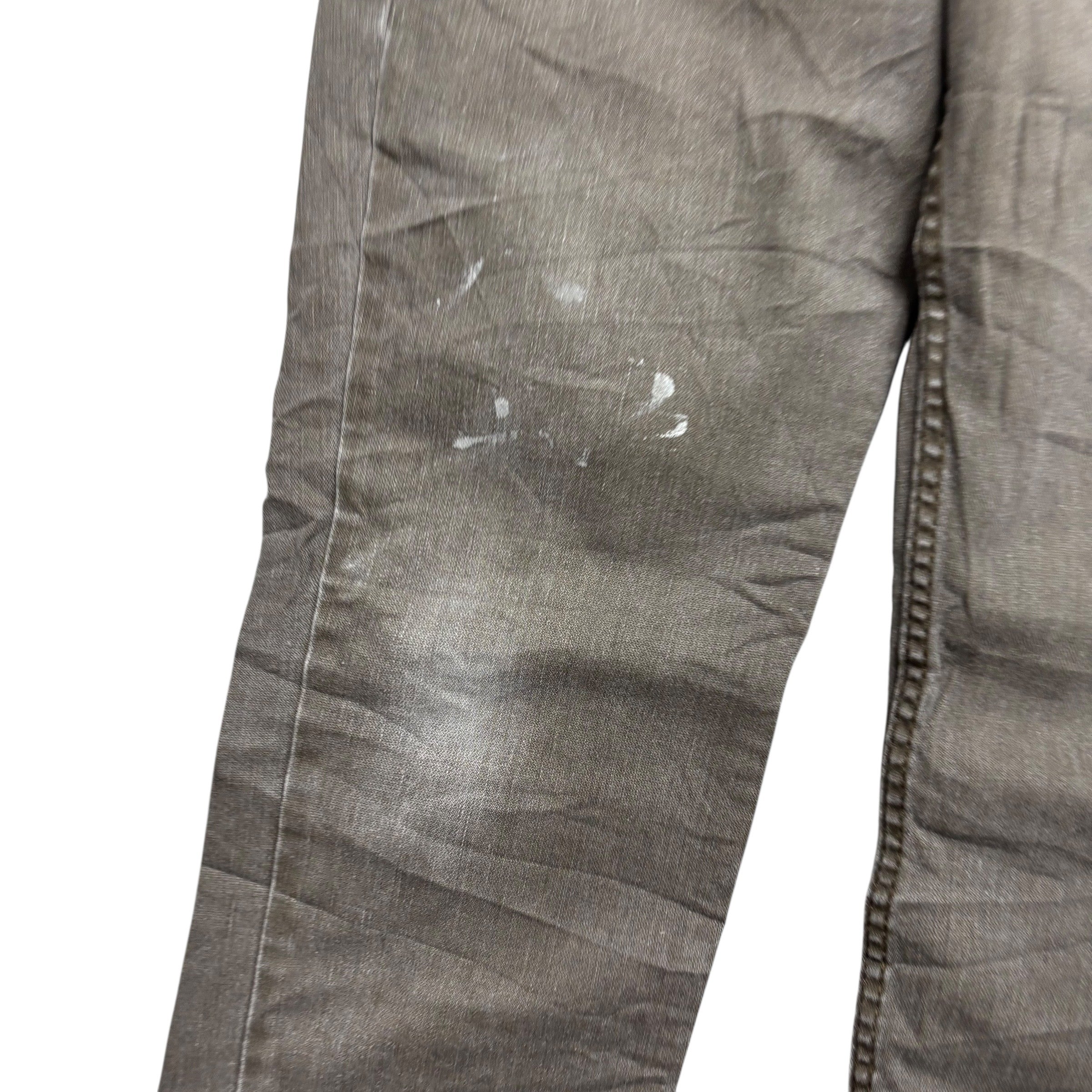 Levis 511 Jeans W32 L34 Mens Olive Green Slim Fit Stretch Waxed Denim (F)