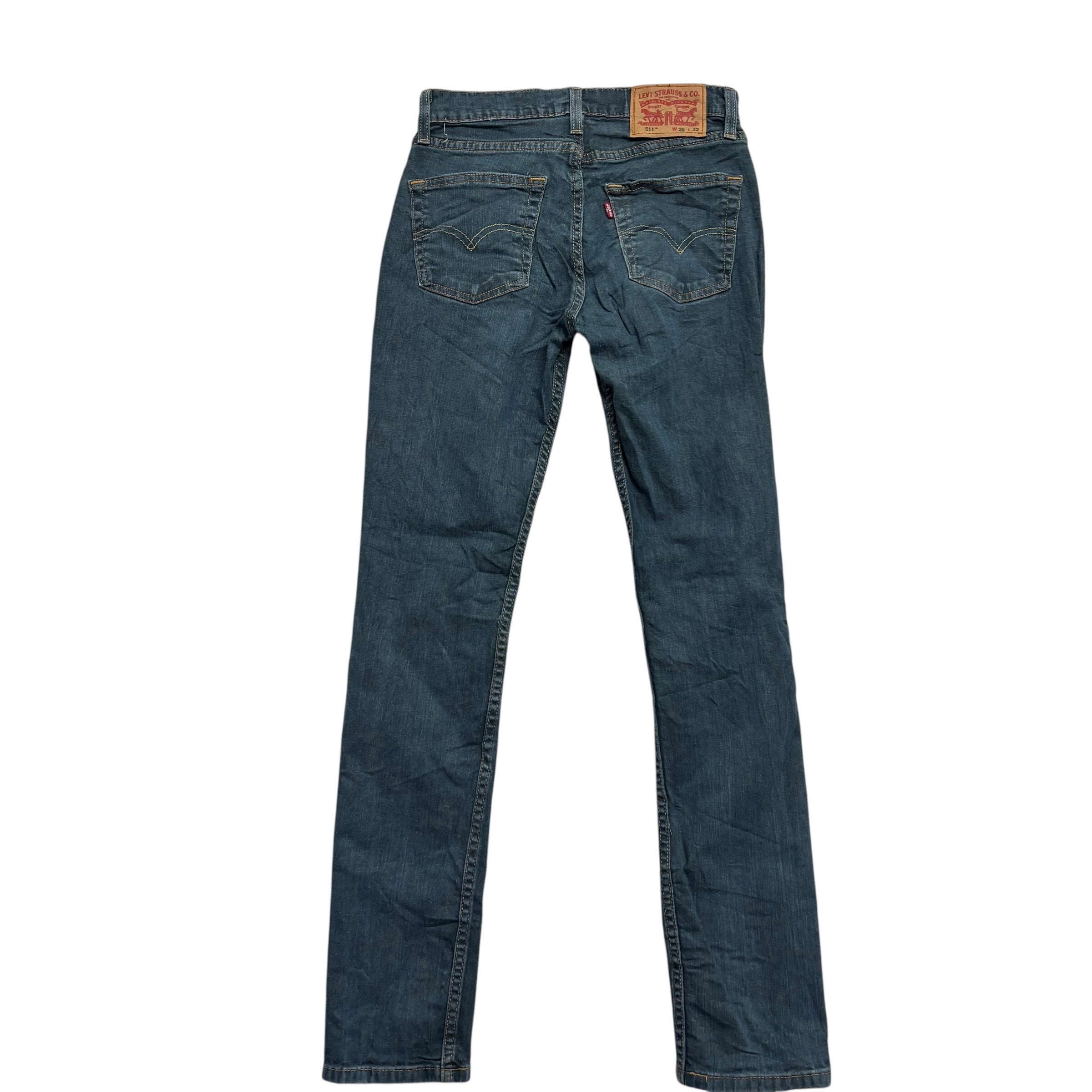 Levis 511 Jeans W28 L32 Mens Dark Blue Slim Fit Stretch Denim (E)