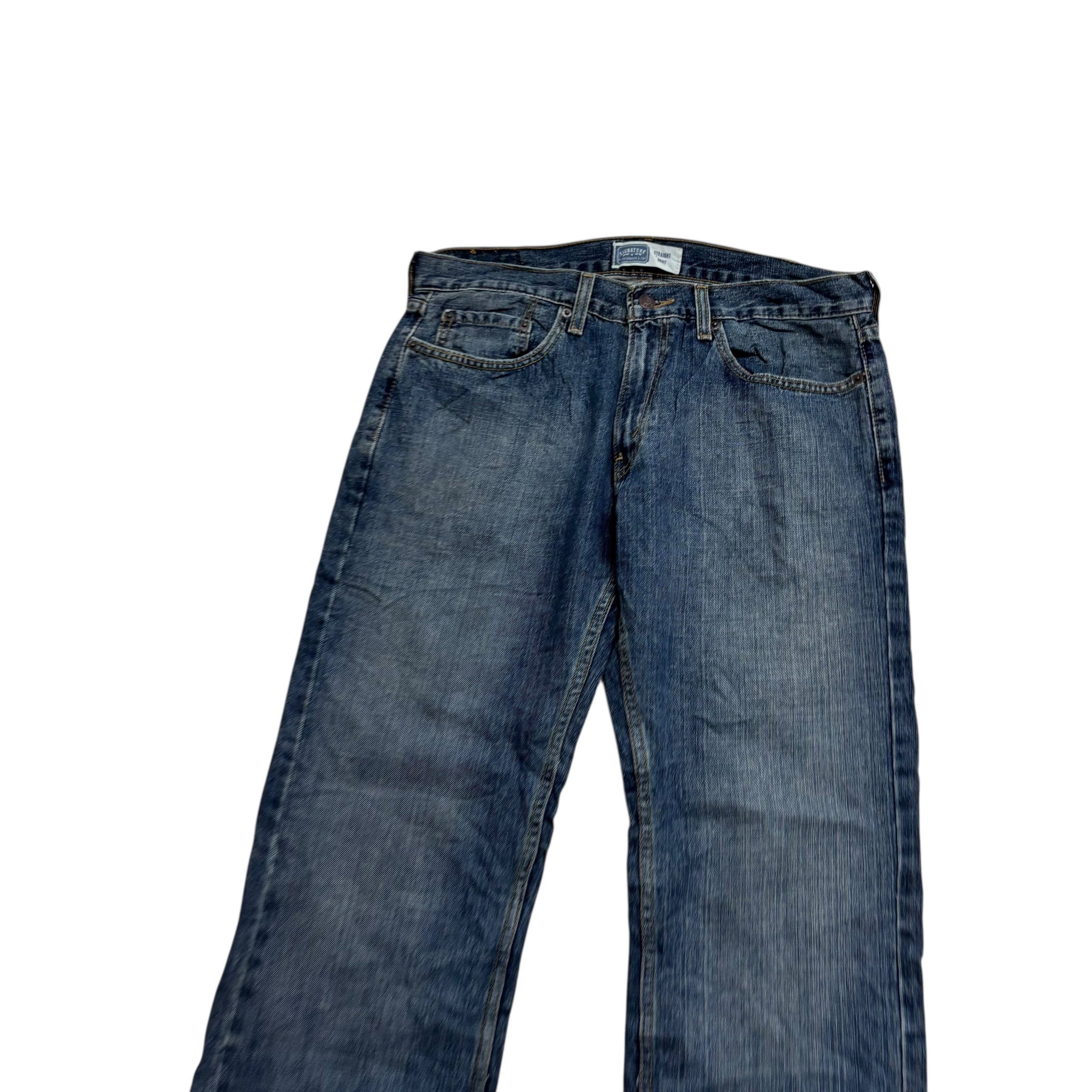 Levis Signature Jeans W34 L34 Mens Mid Blue Relaxed Straight Fit Vintage (E)