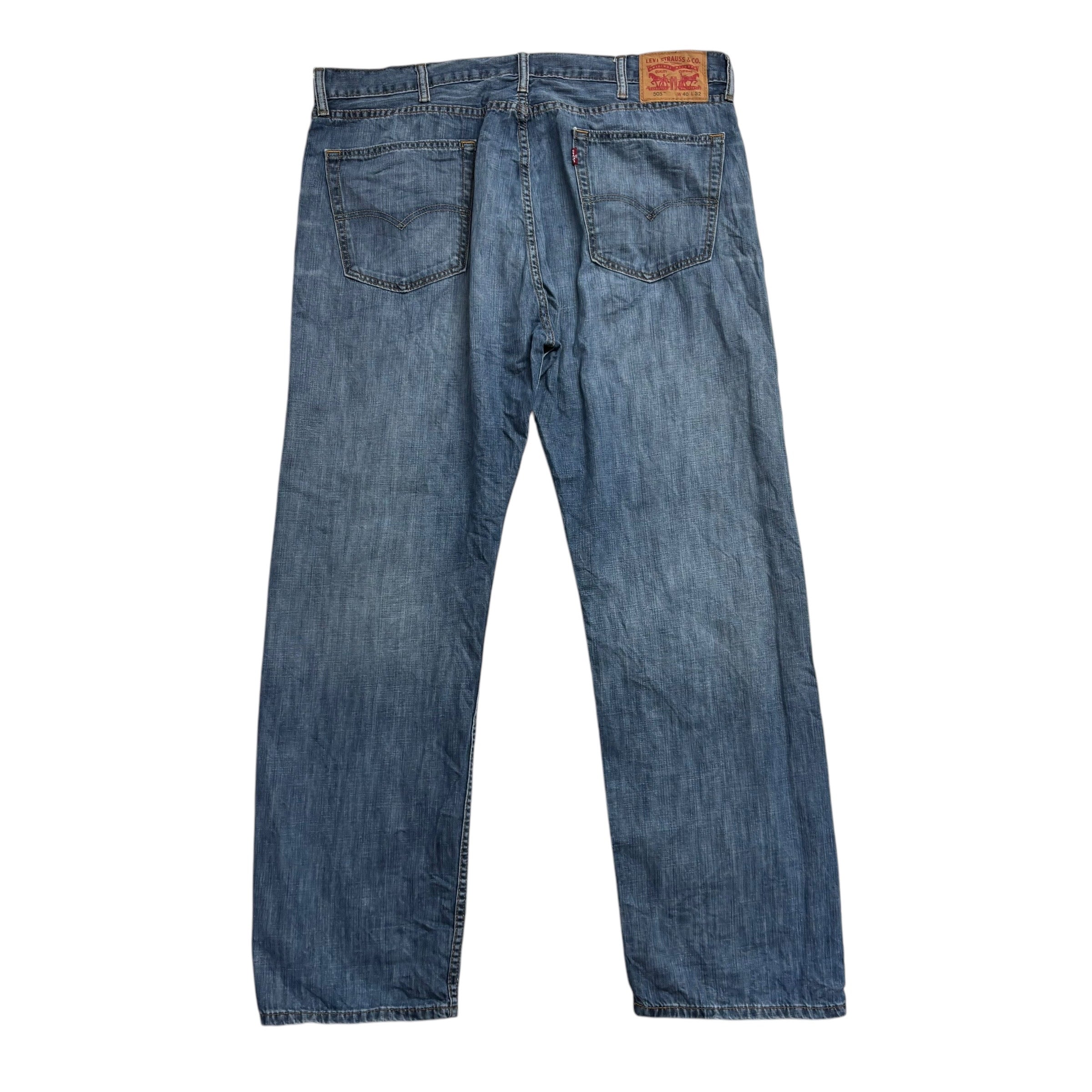 Levis 505 Jeans W40 L32 Mens Mid Blue Regular Straight Fit Denim (E)