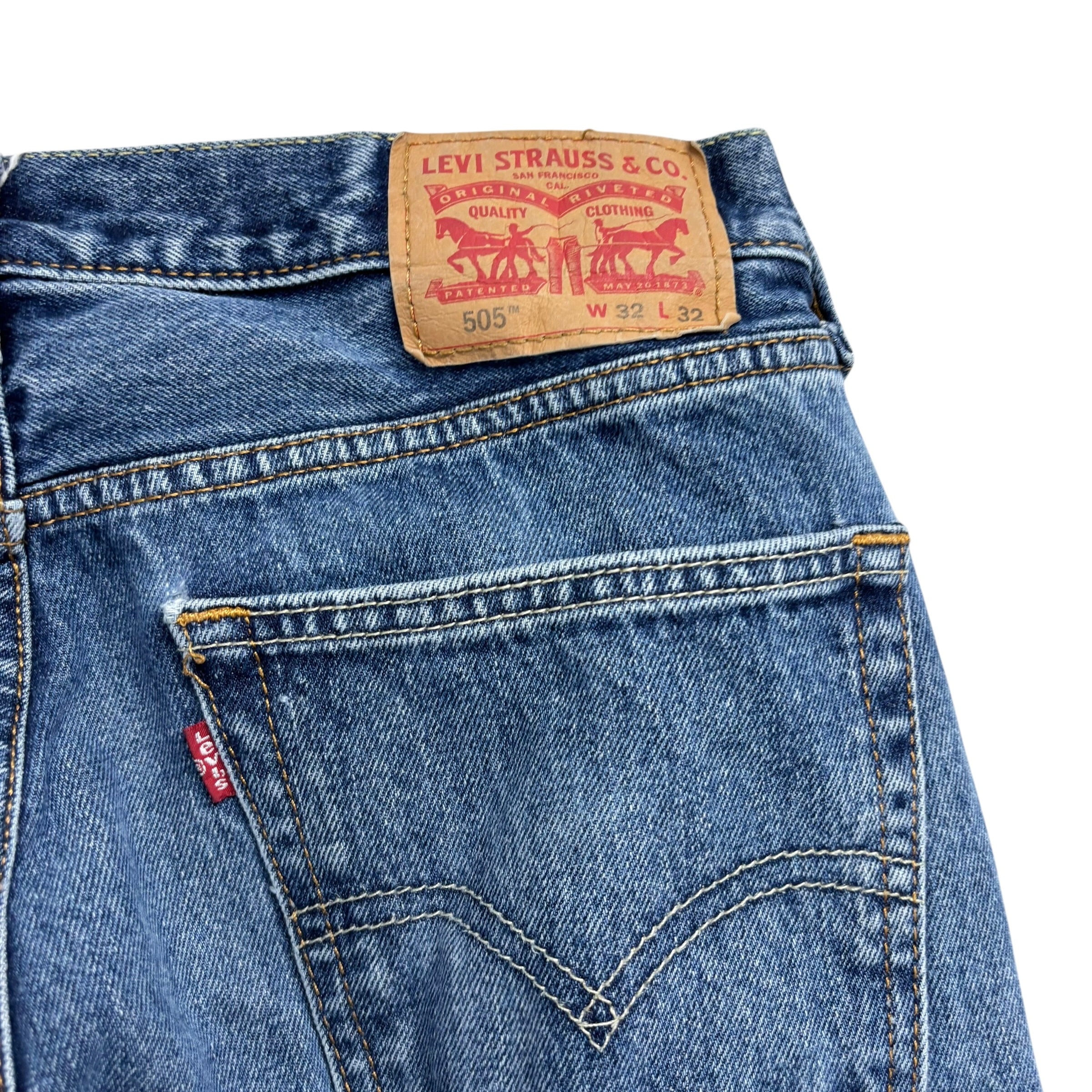 Levis 505 Jeans W31 L32 Mens Mid Blue Regular Straight Fit Denim