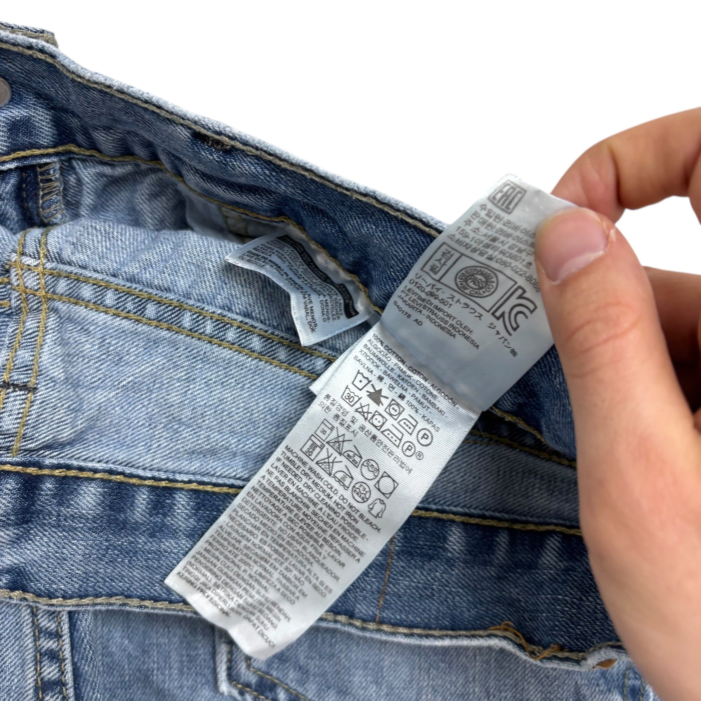 Levis 505 Jeans W36 L30 Mens Light Blue Regular Straight Fit Denim