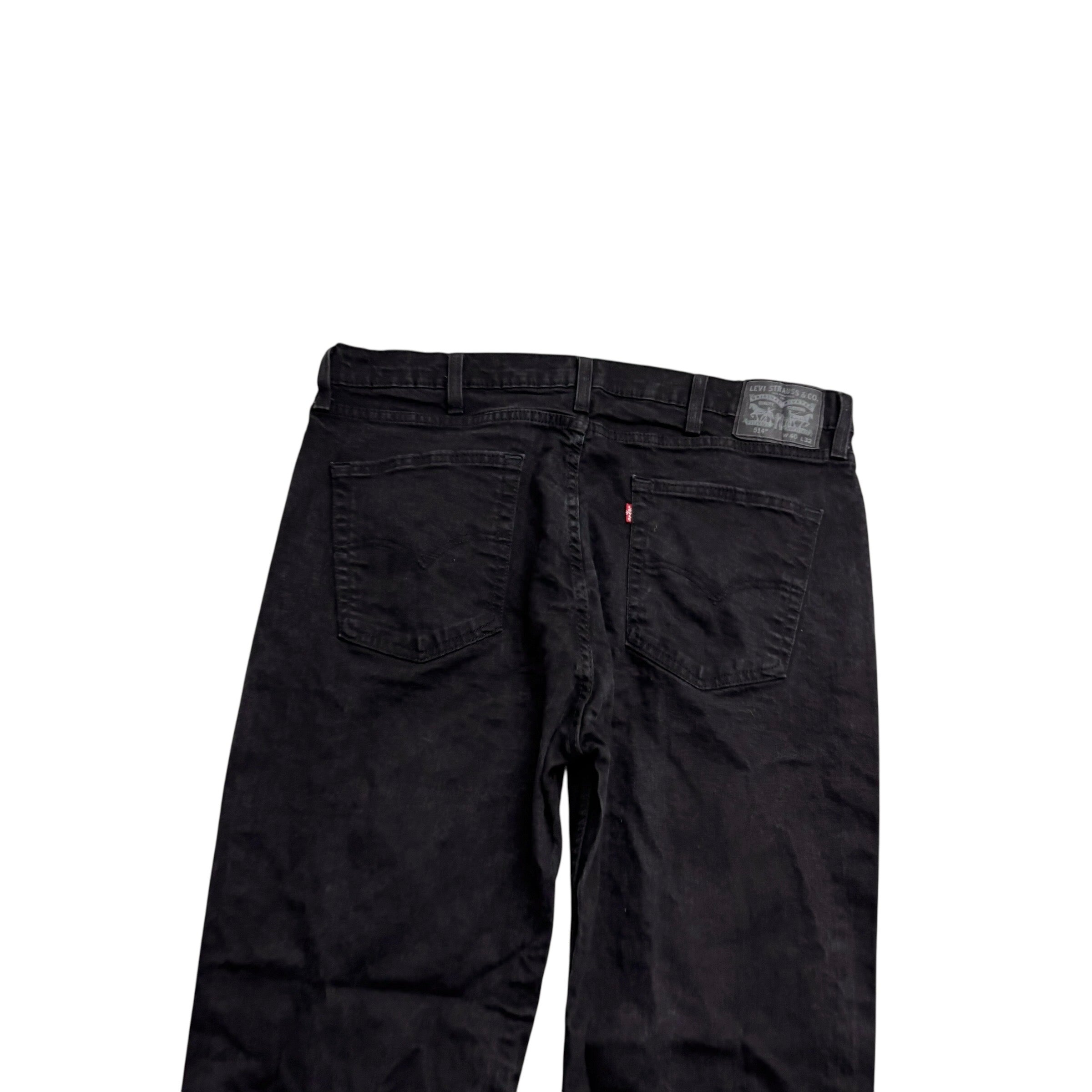 Levis 514 Jeans W40 L32 Mens Black Regular Straight Fit Stretch Denim (E)