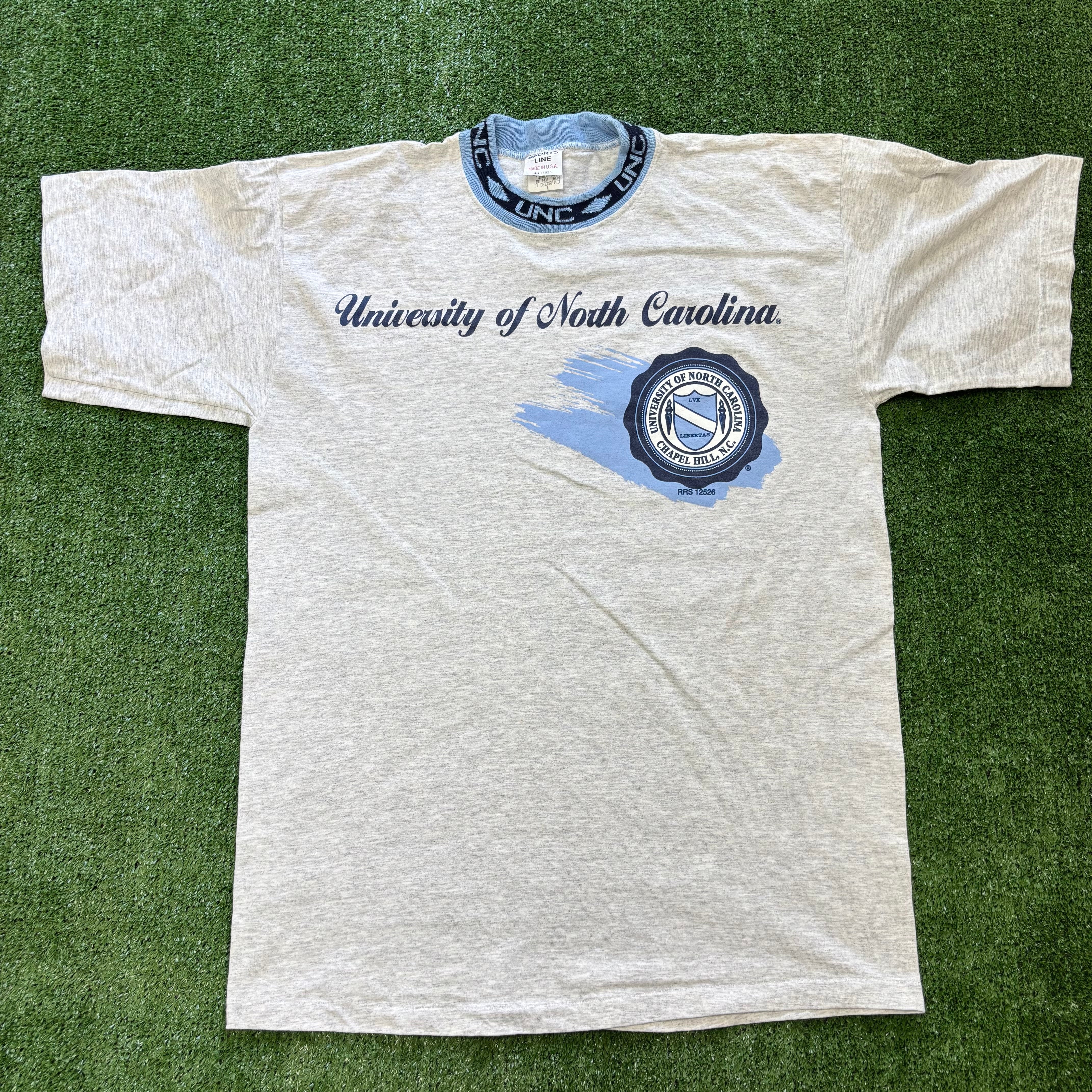 Vintage T Shirt Mens Large Grey Single Stitch Graphic Print 90s College (E)