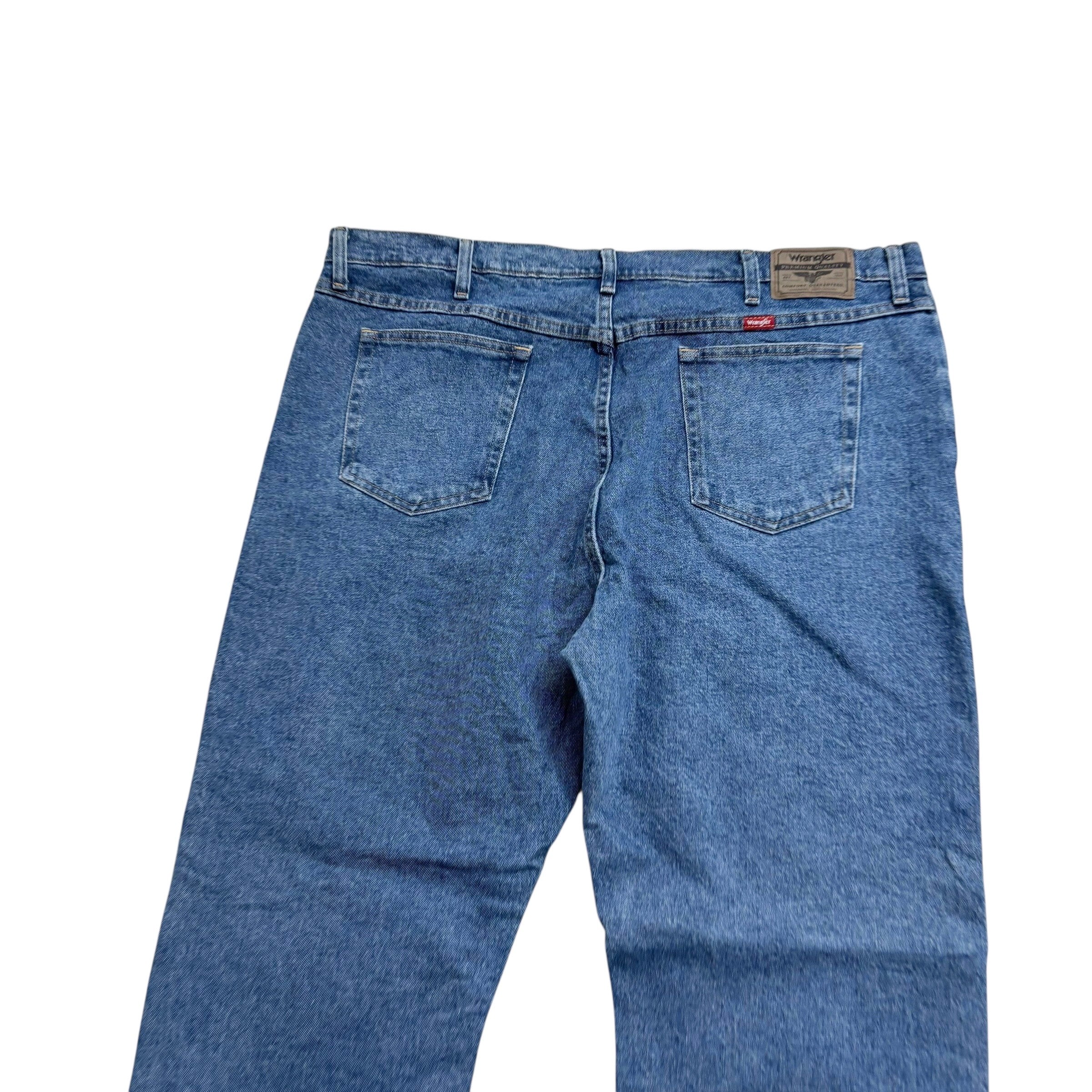 Wrangler Jeans W42 L30 Mens Mid Blue Regular Straight Fit Stretch Denim (E)