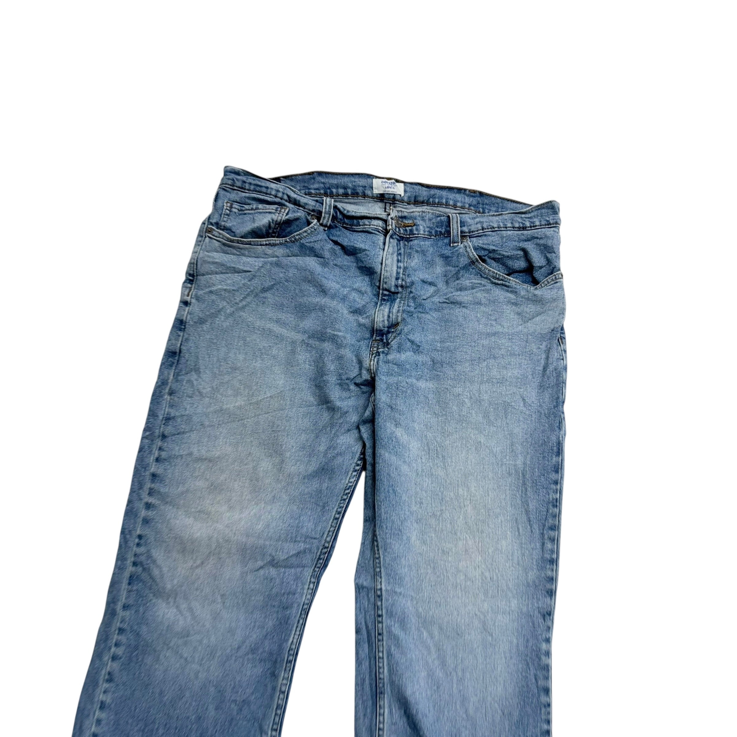 Levis Denizen Jeans W38 L30 Mens Light Blue Relaxed Straight Fit Stretch (E)