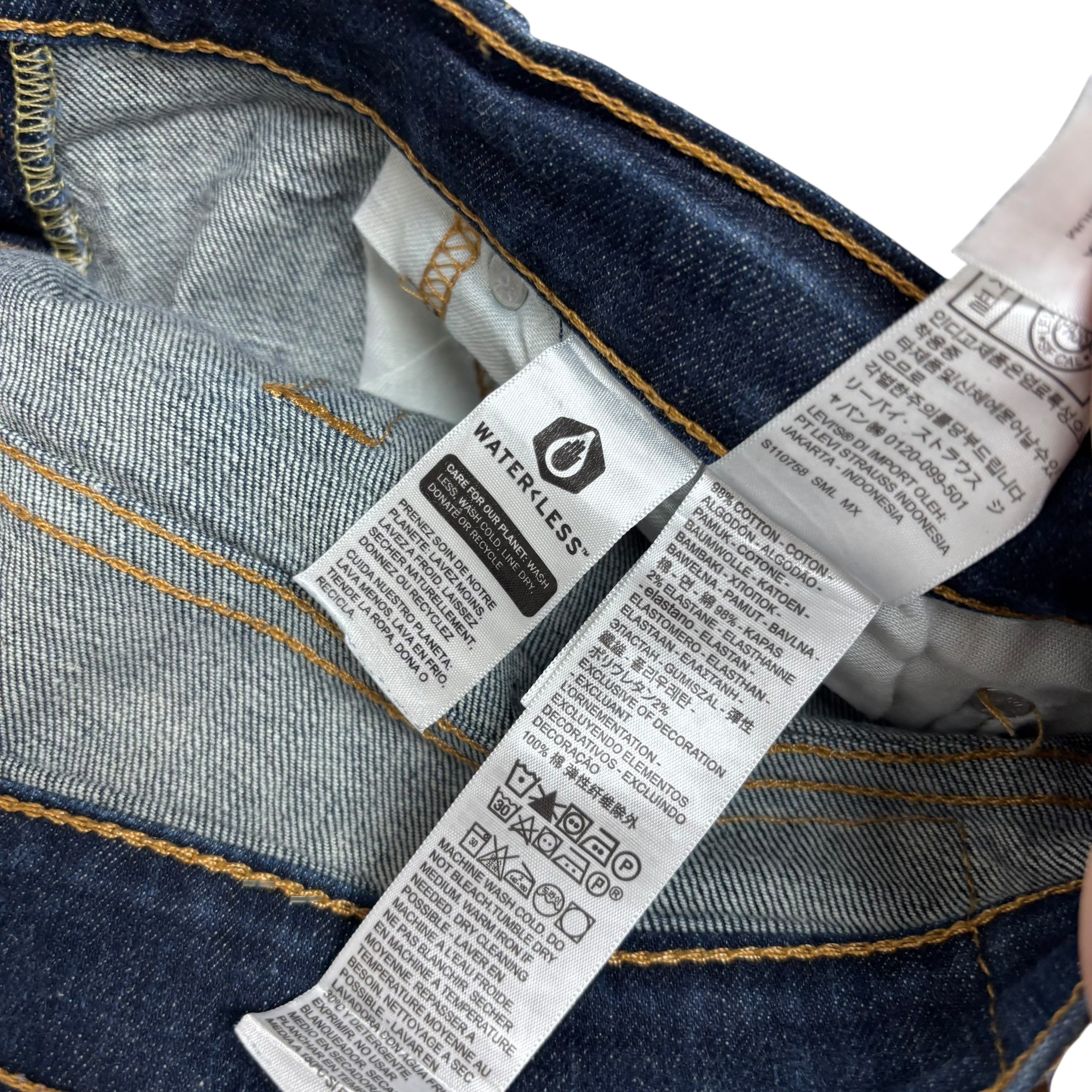 Levis 513 Jeans W34 L25 Mens Dark Blue Slim Straight Fit Stretch Denim