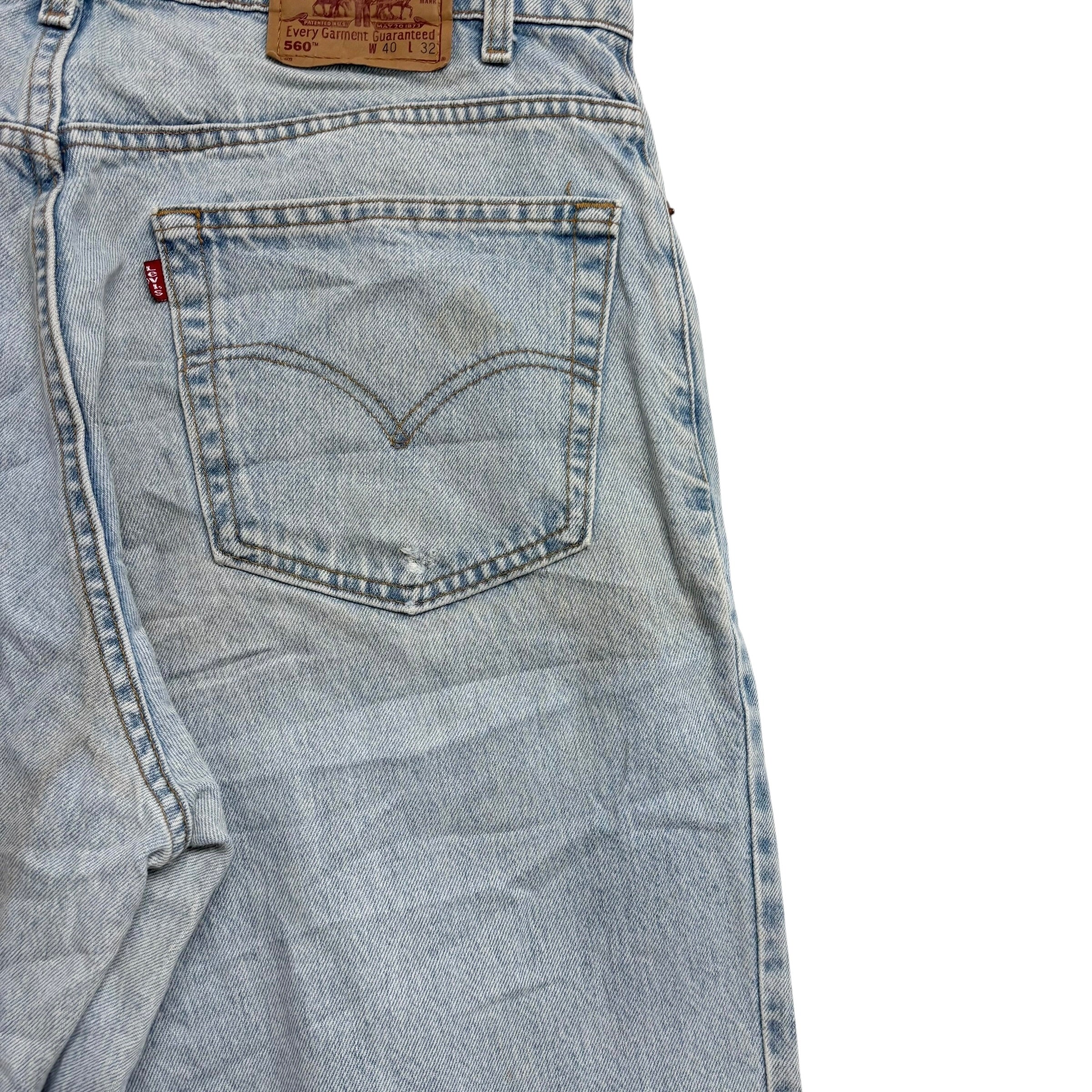 Levis 560 Jeans W38 L32 Mens Light Blue Relaxed Tapered Vintage Denim (F)