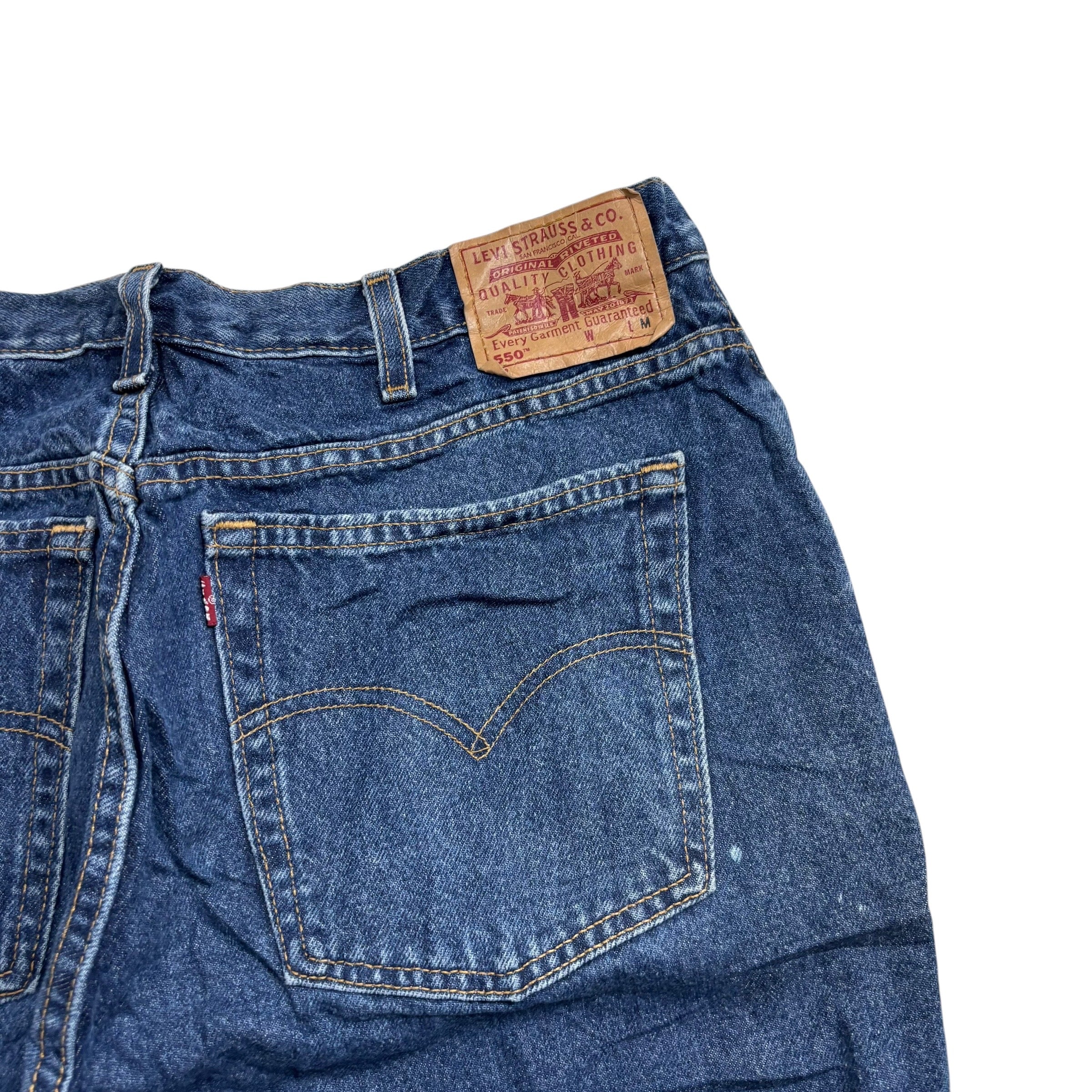 Levis 550 Jeans W36 L32 Womens Mid Blue Relaxed Taper Made In USA Vintage Denim
