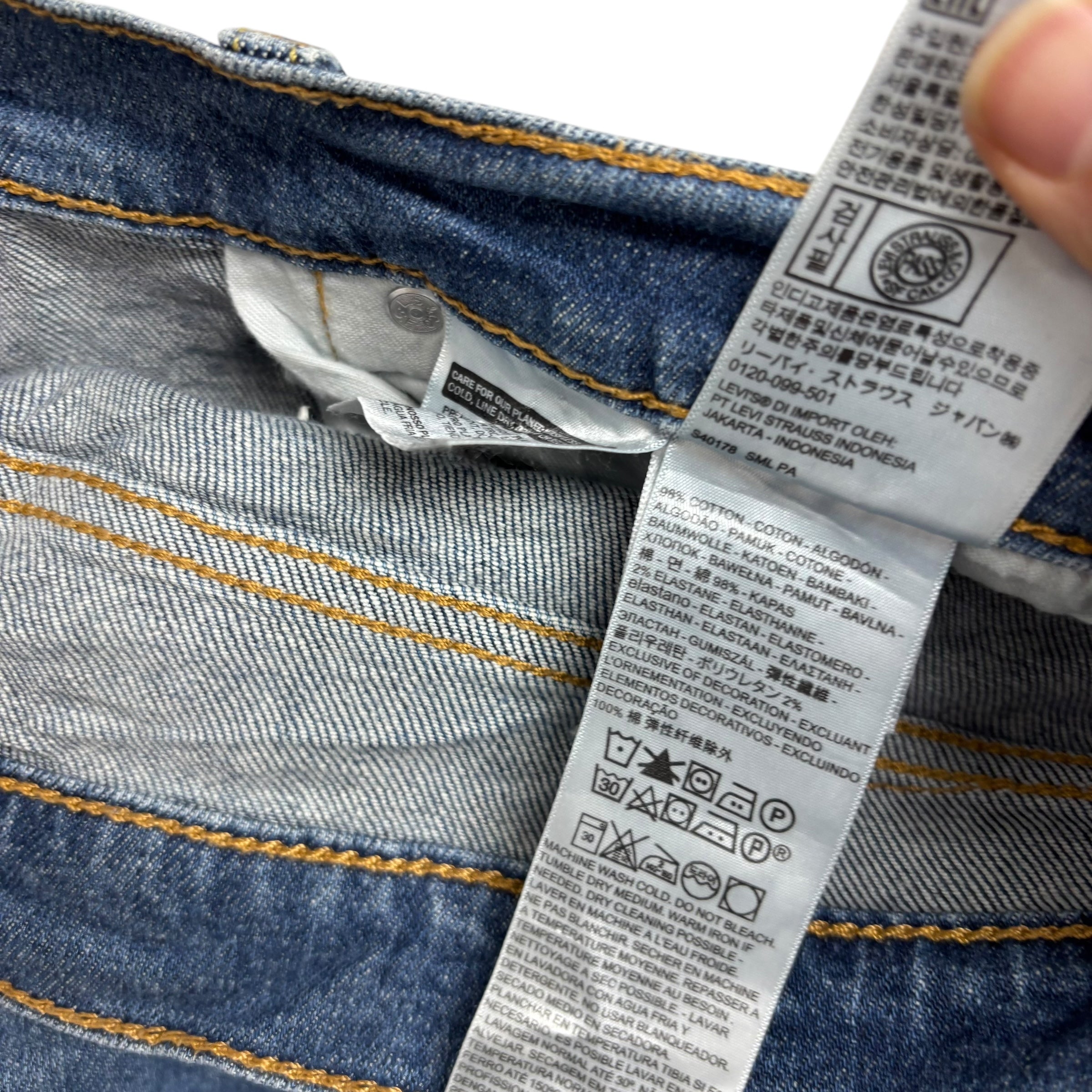 Levis 505 Jeans W38 L30 Mens Mid Blue Regular Straight Fit Stretch Denim (E)