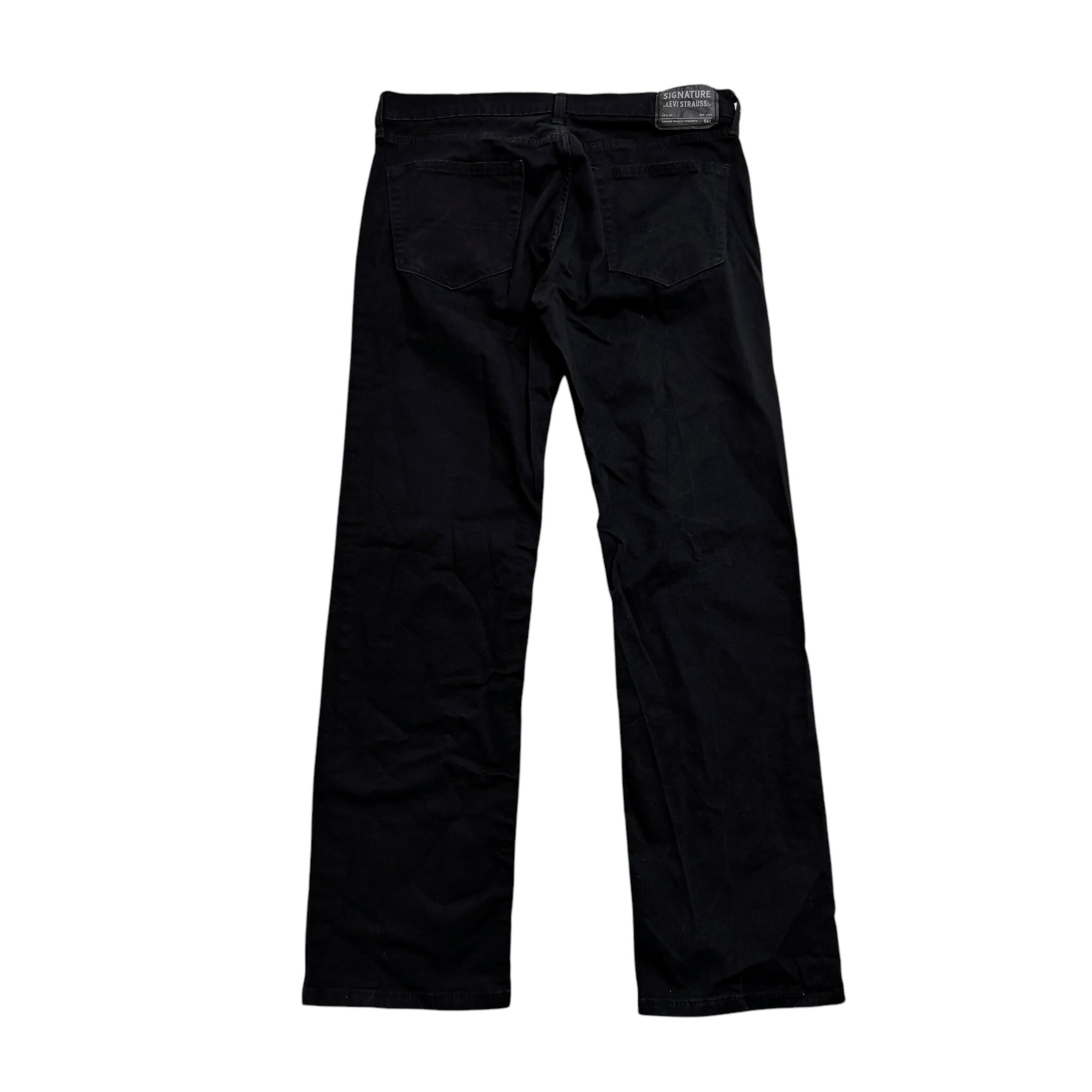 Levis Signature Jeans W34 L34 Mens Black Relaxed Straight Fit Stretch Denim (E)