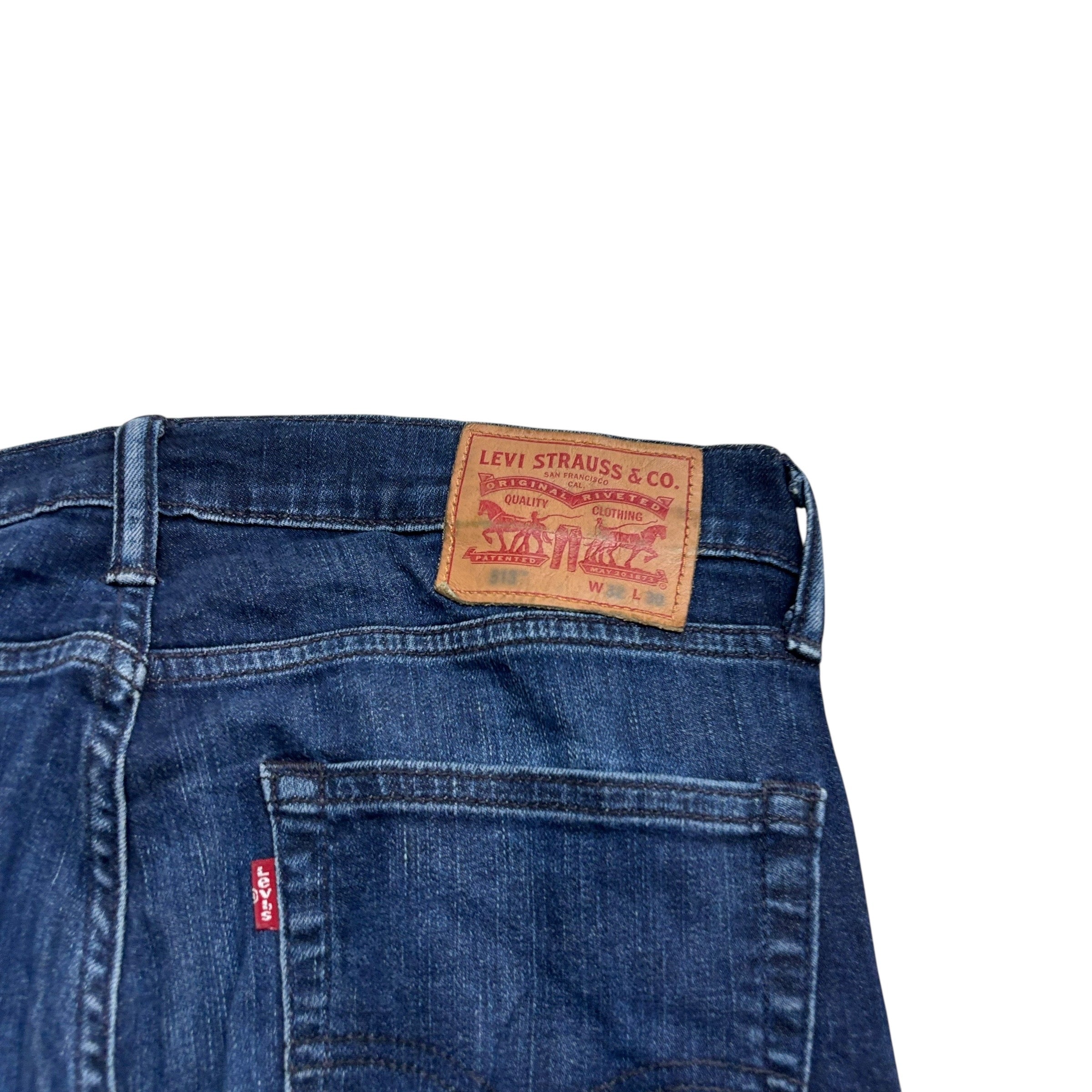 Levis 513 Jeans W32 L30 Mens Dark Blue Slim Straight Fit Stretch Denim
