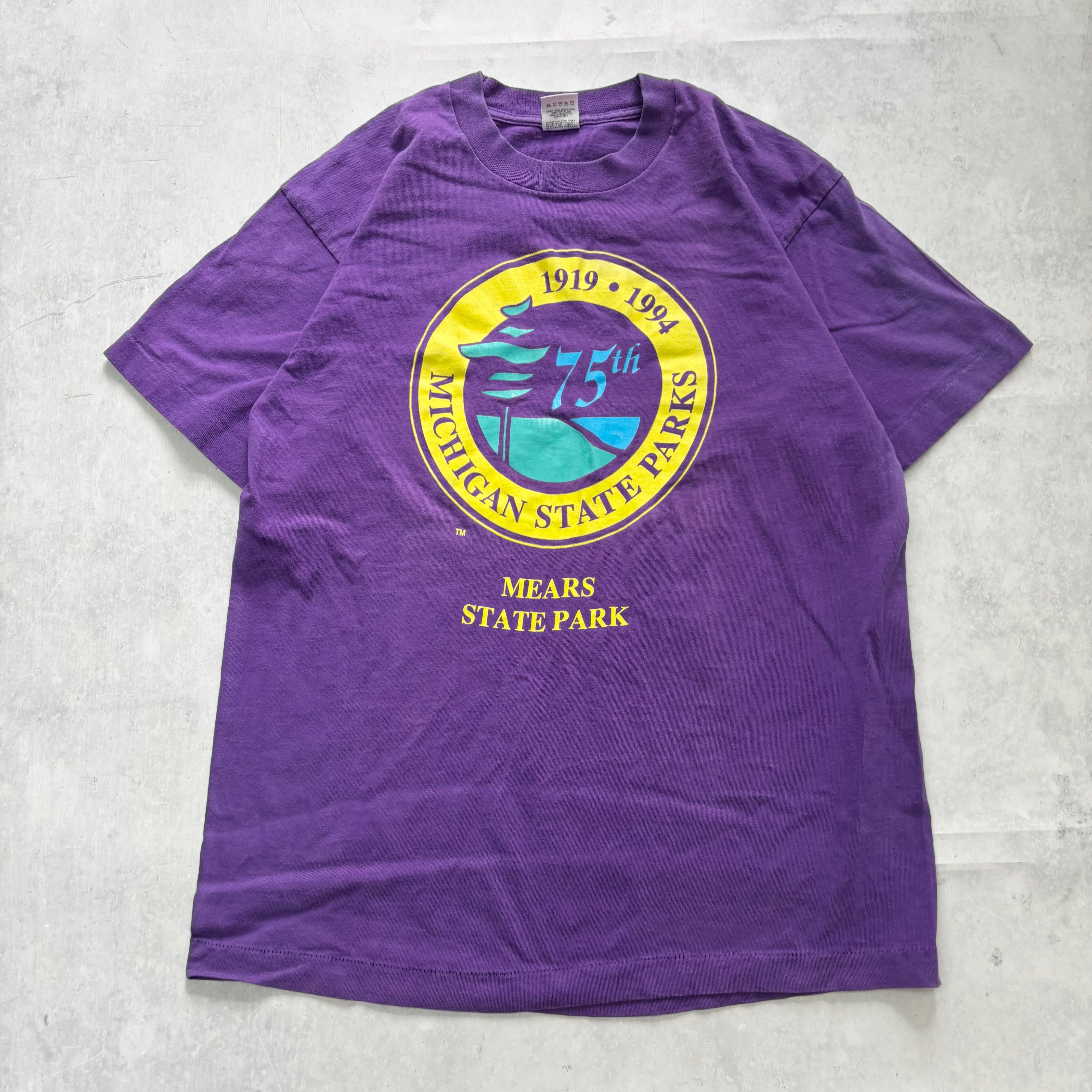 Vintage T Shirt Mens Large Purple Single Stitch Graphic Print 90s USA (E)