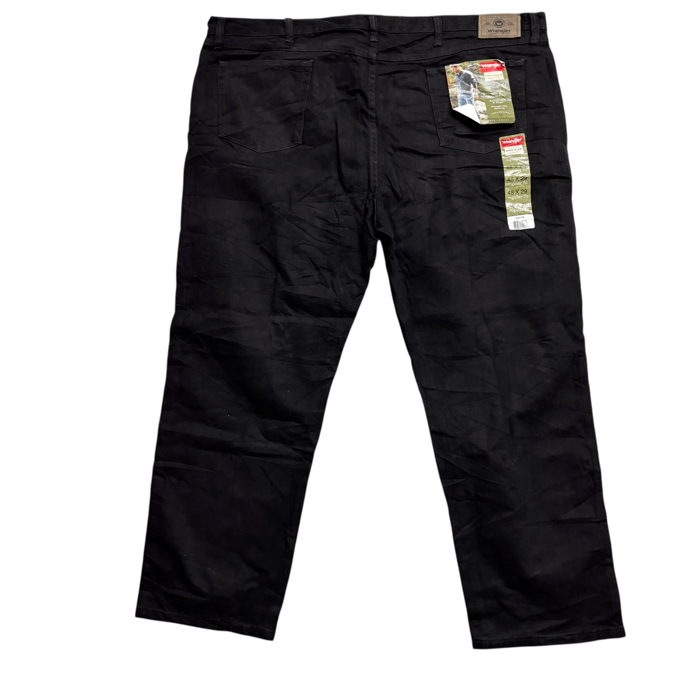 Wrangler Jeans W48 L29 Mens Black Regular Straight Fit Vintage Denim (E)
