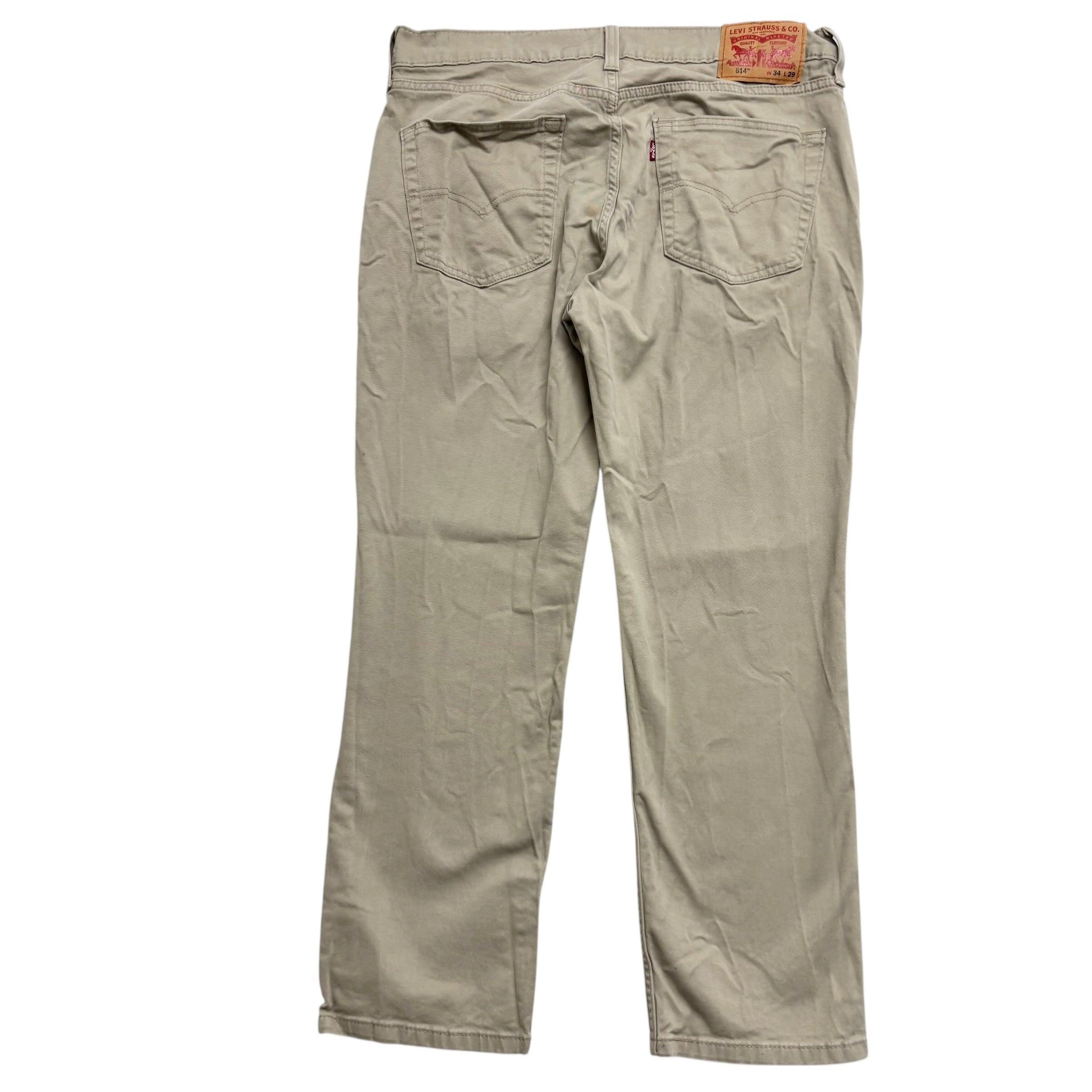 Levis 514 Trousers W34 L27 Mens Beige Slim Straight Fit Stretch Pants (E)