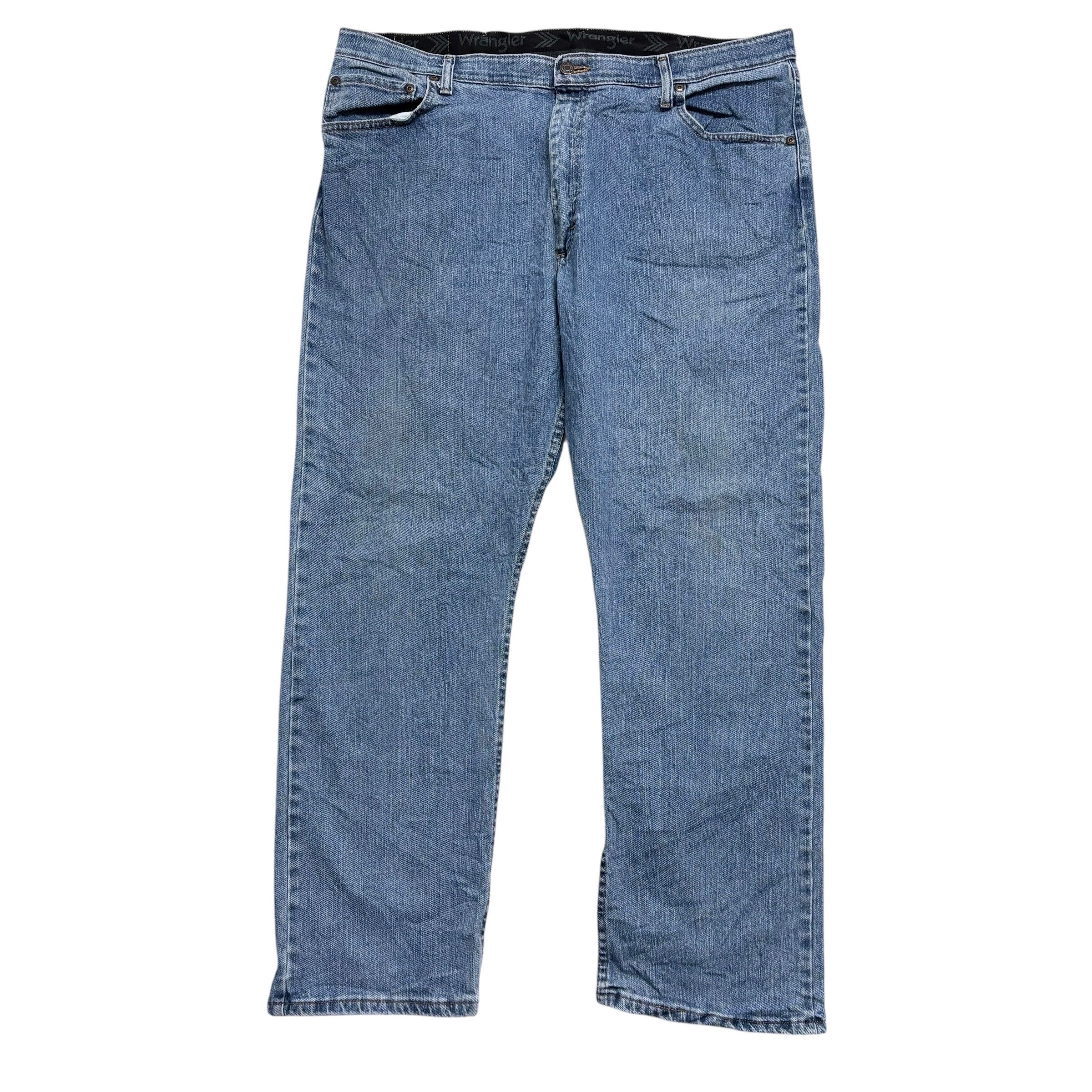 Wrangler Jeans W40 L30 Mens Mid Blue Regular Straight Fit Stretch Denim