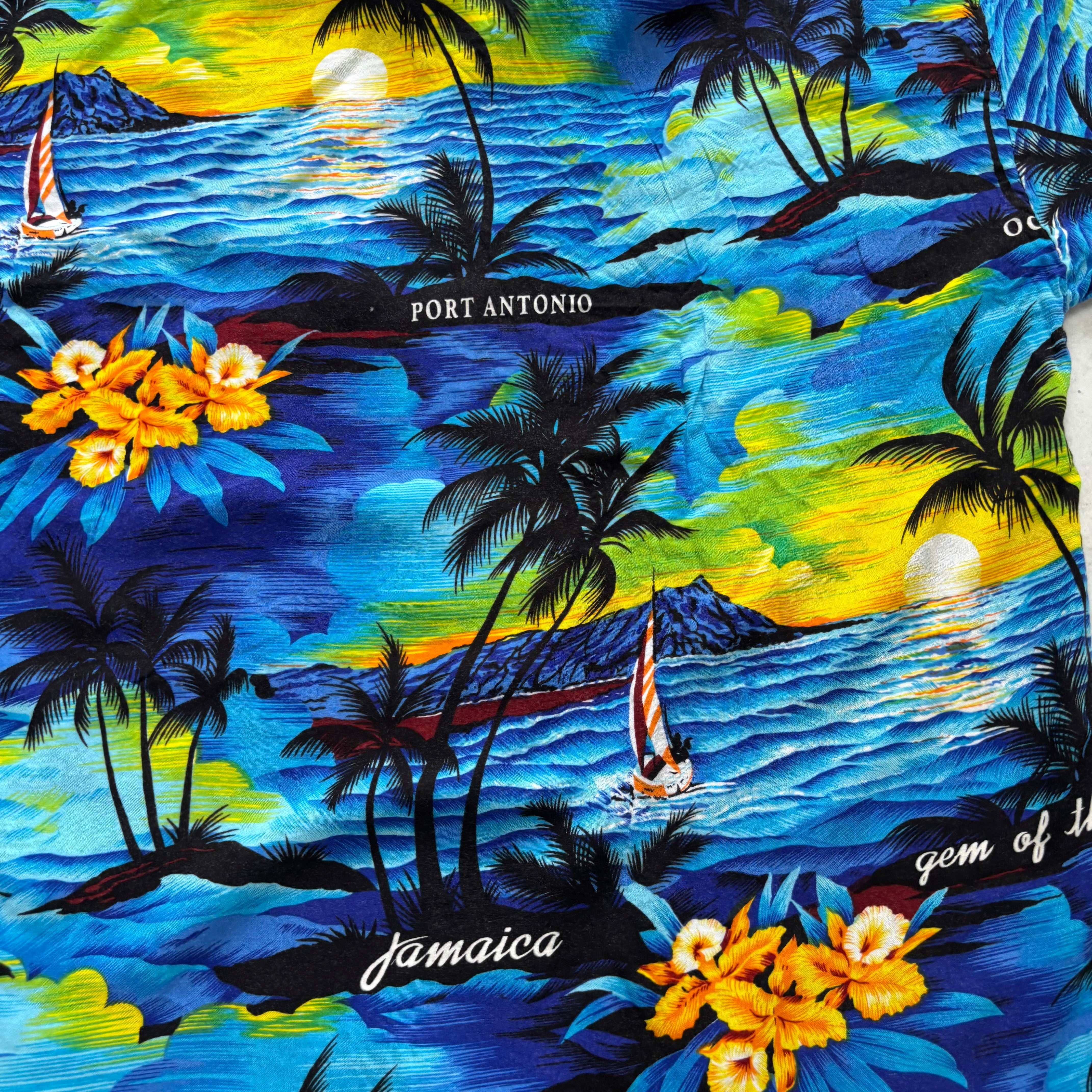 Vintage Hawaiian Shirt Mens Small Blue Floral Aloha Short Sleeve (E)