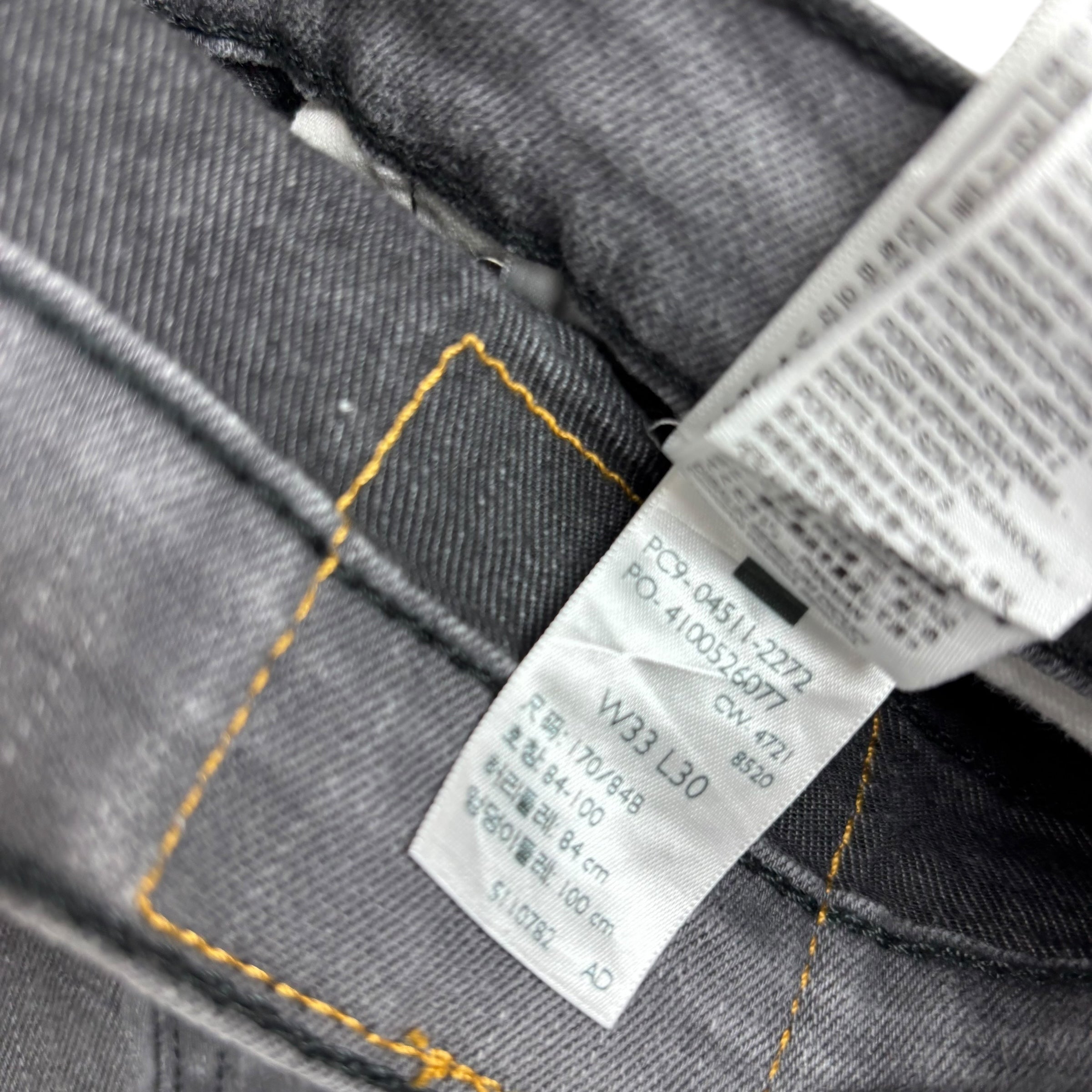 Levis 511 Jeans W33 L30 Mens Grey Slim Fit Stretch Denim (E)