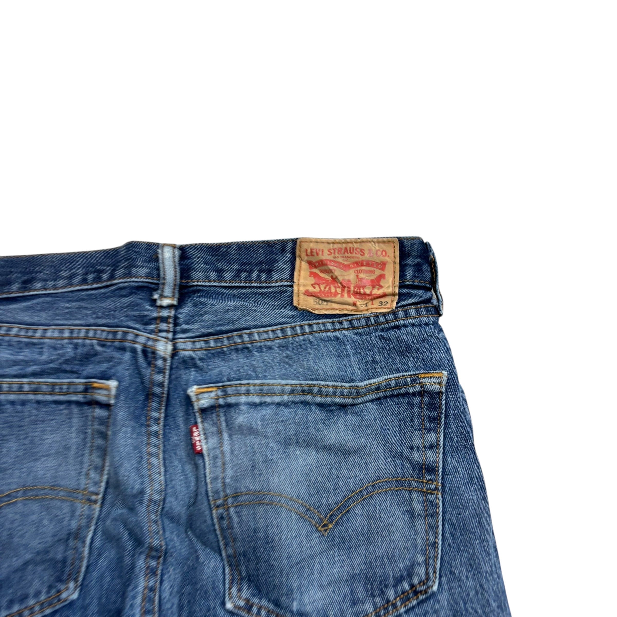 Levis 505 Jeans W31 L29 Mens Mid Blue Regular Straight Fit Denim (F)