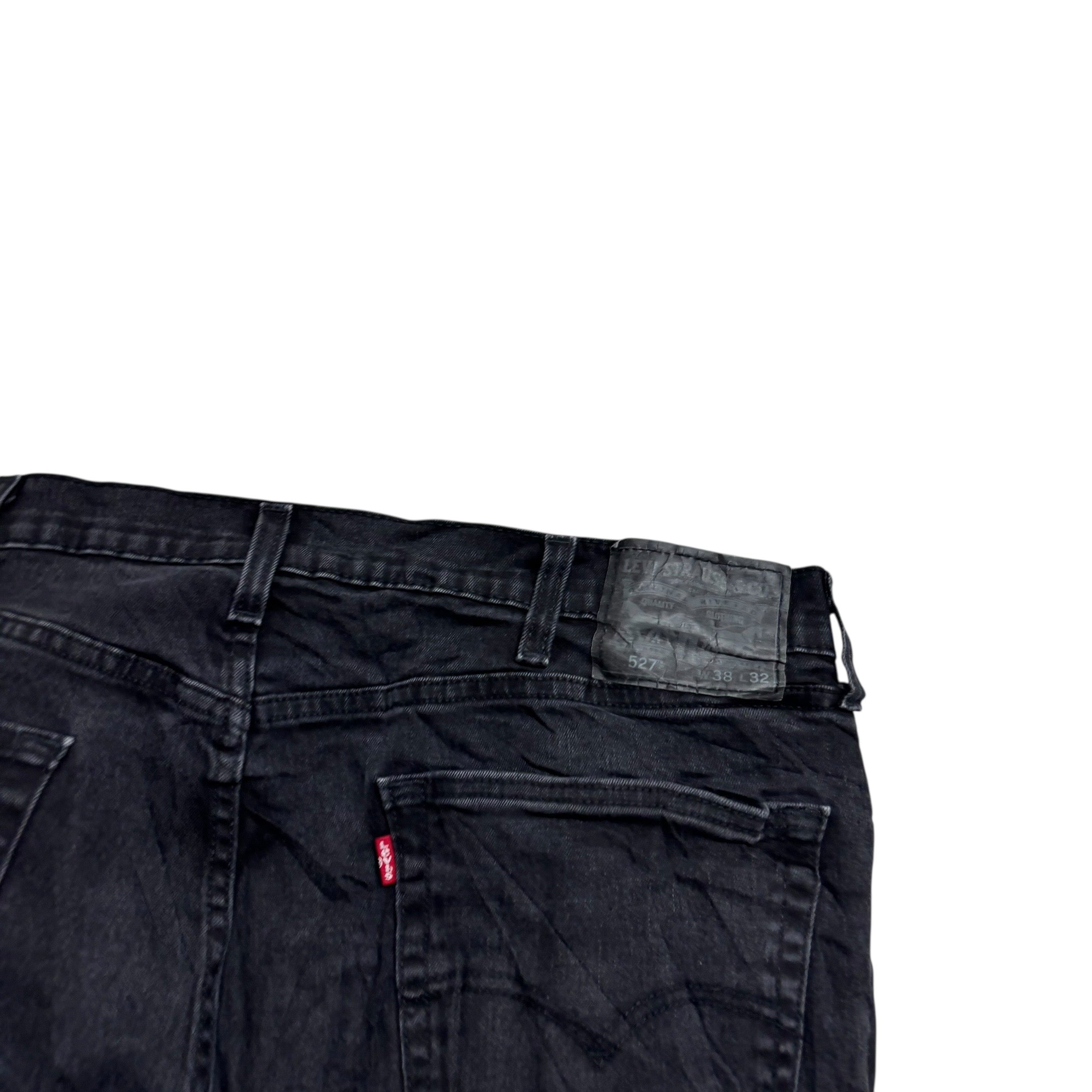 Levis 527 Jeans W38 L32 Mens Black Slim Bootcut Fit Stretch Denim (F)