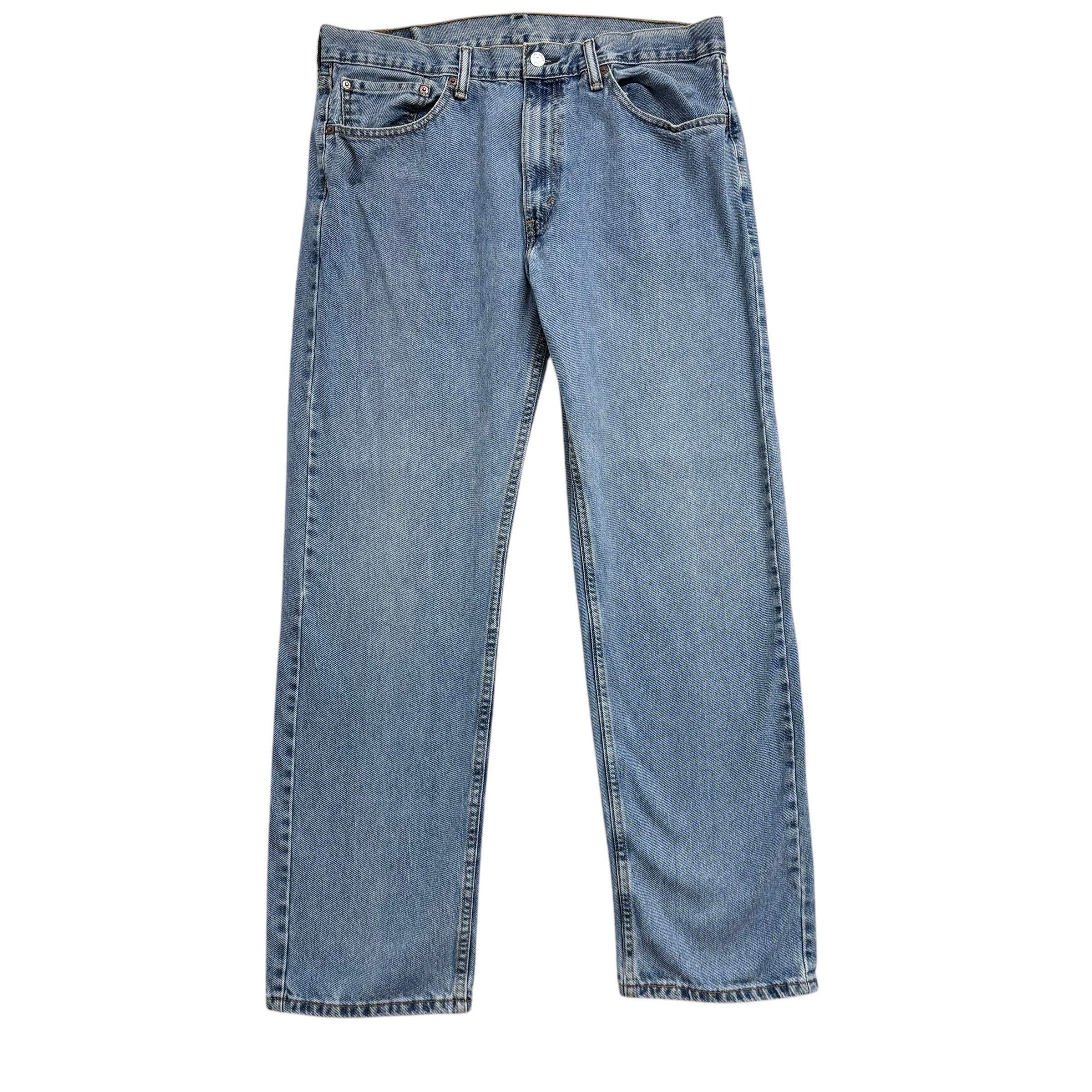 Levis 505 Jeans W36 L32 Mens Light Blue Regular Straight Fit Vintage Denim (E)