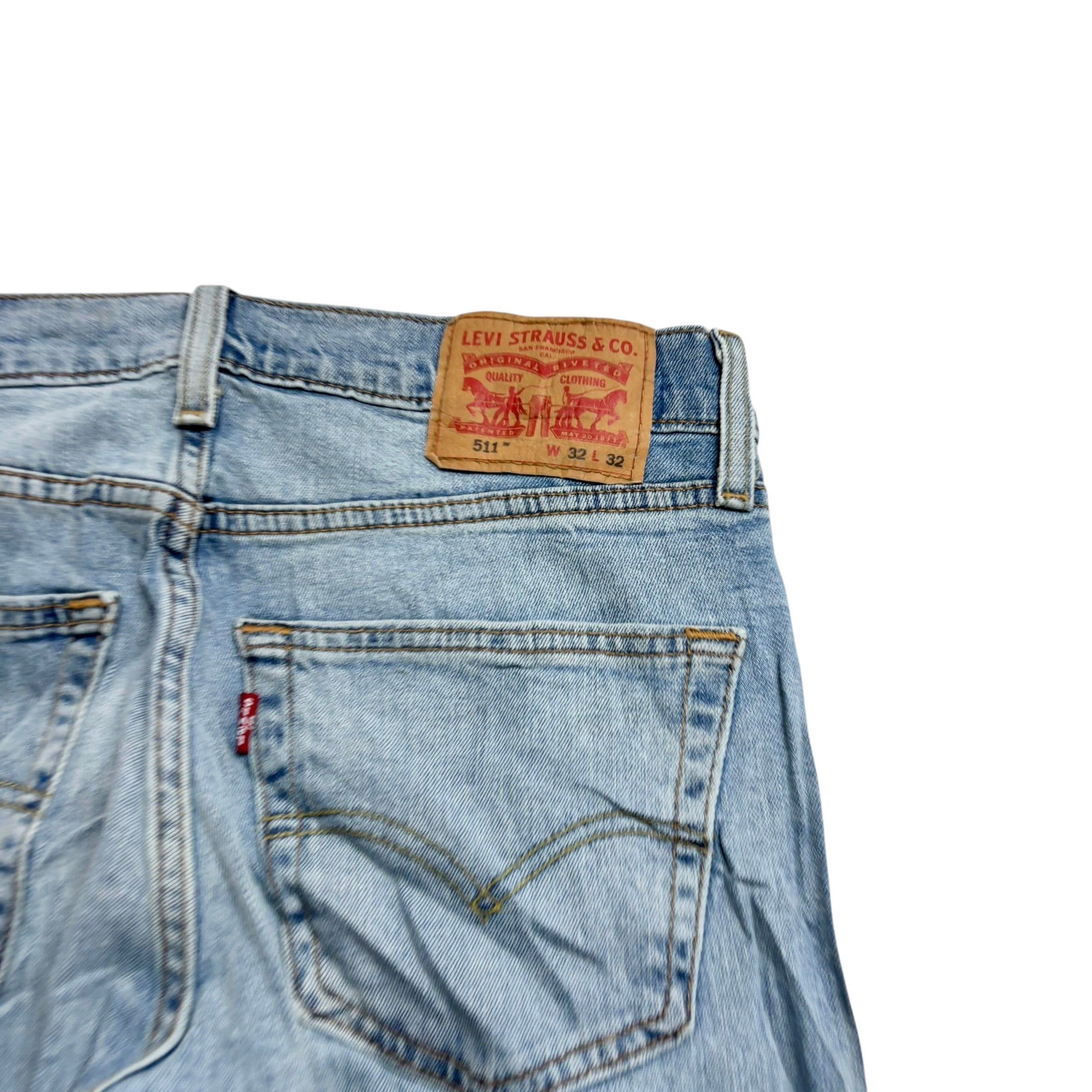 Levis 511 Jeans W32 L32 Mens Light Blue Slim Fit Stretch Denim (E)