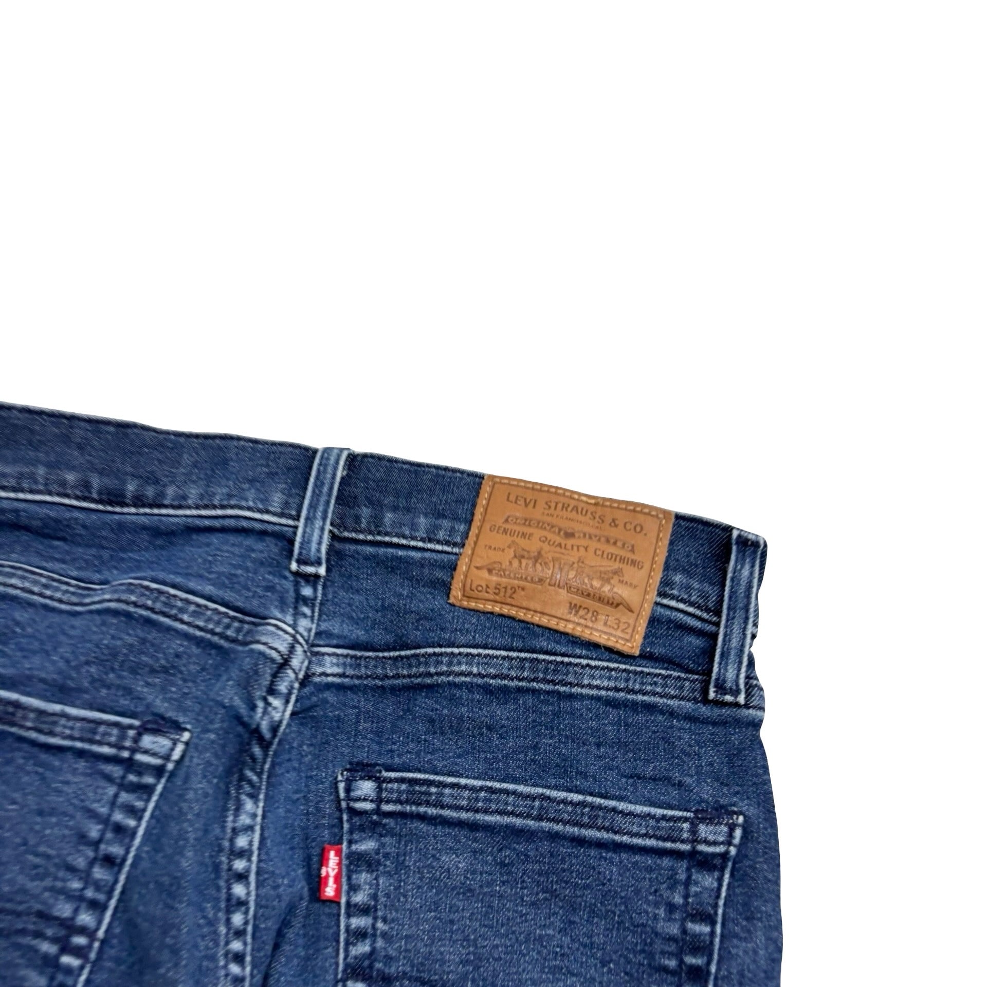 Levis 512 Jeans W28 L32 Mens Navy Blue Slim Tapered Fit Stretch Denim (E)