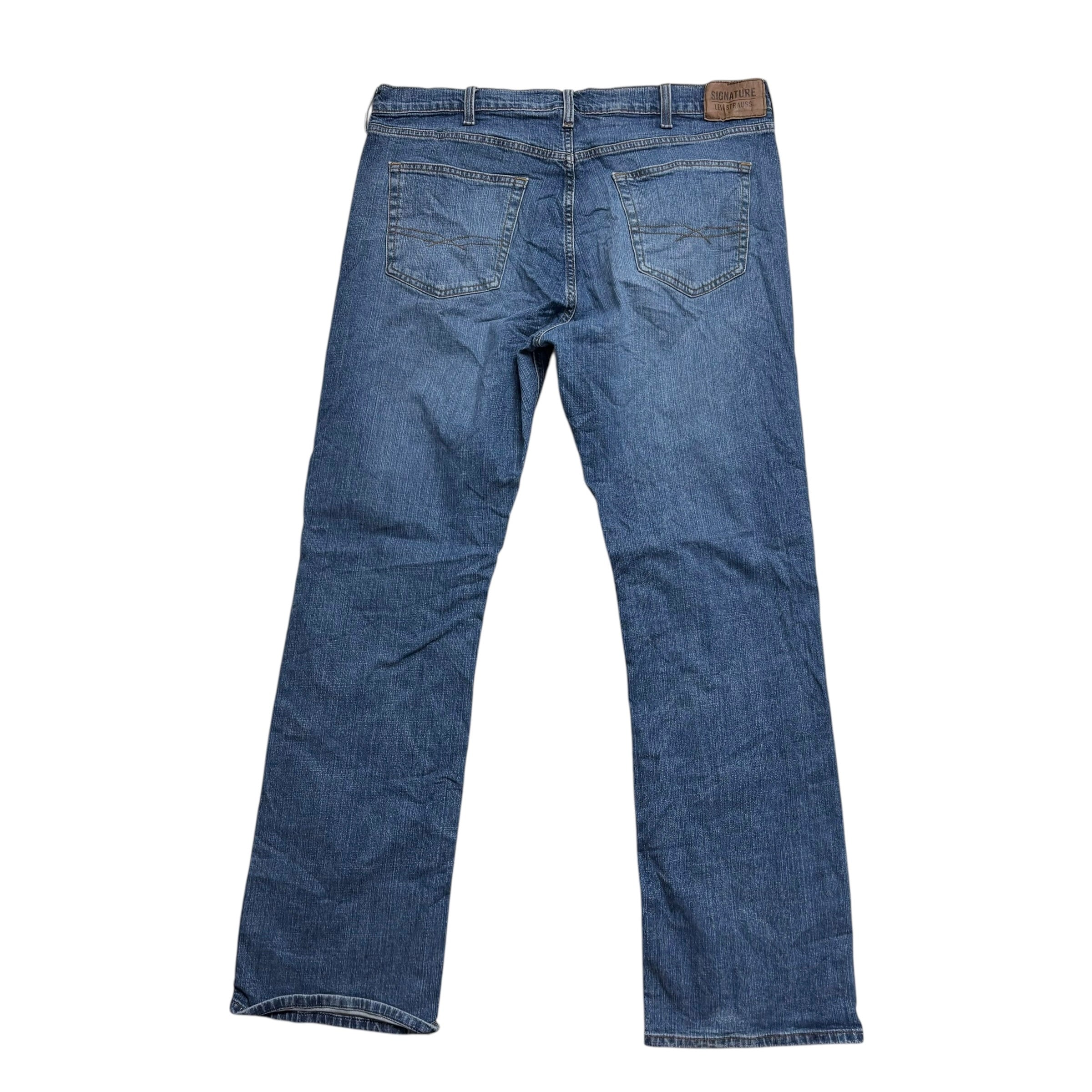 Levis Signature Jeans W38 L34 Mens Mid Blue Regular Bootcut Fit Stretch (E)